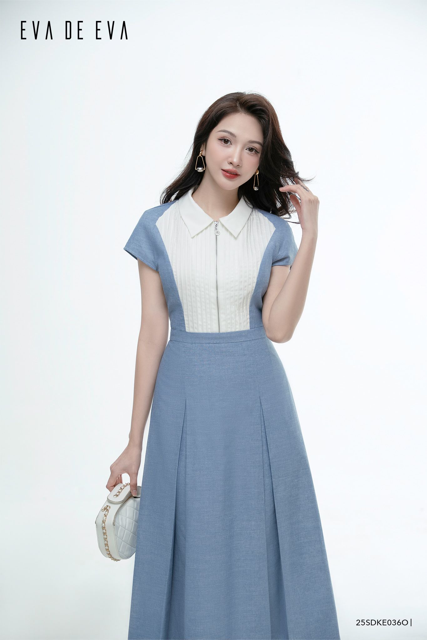  Đầm tay ngắn, Dáng thắt eo 25SDKE036O 