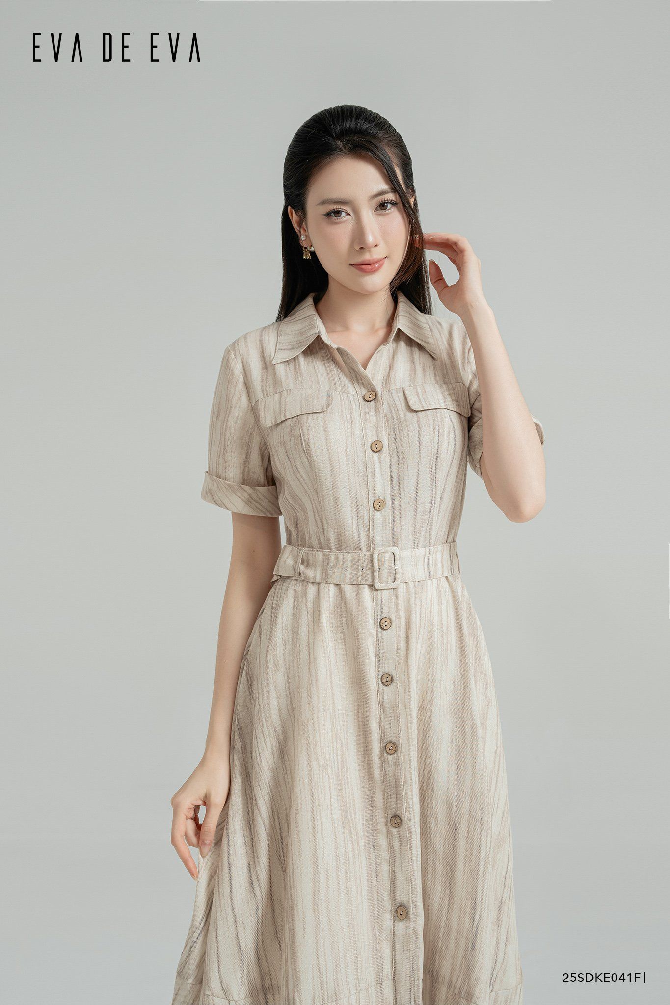  Đầm tay ngắn, Dáng thắt eo 25SDKE041F 