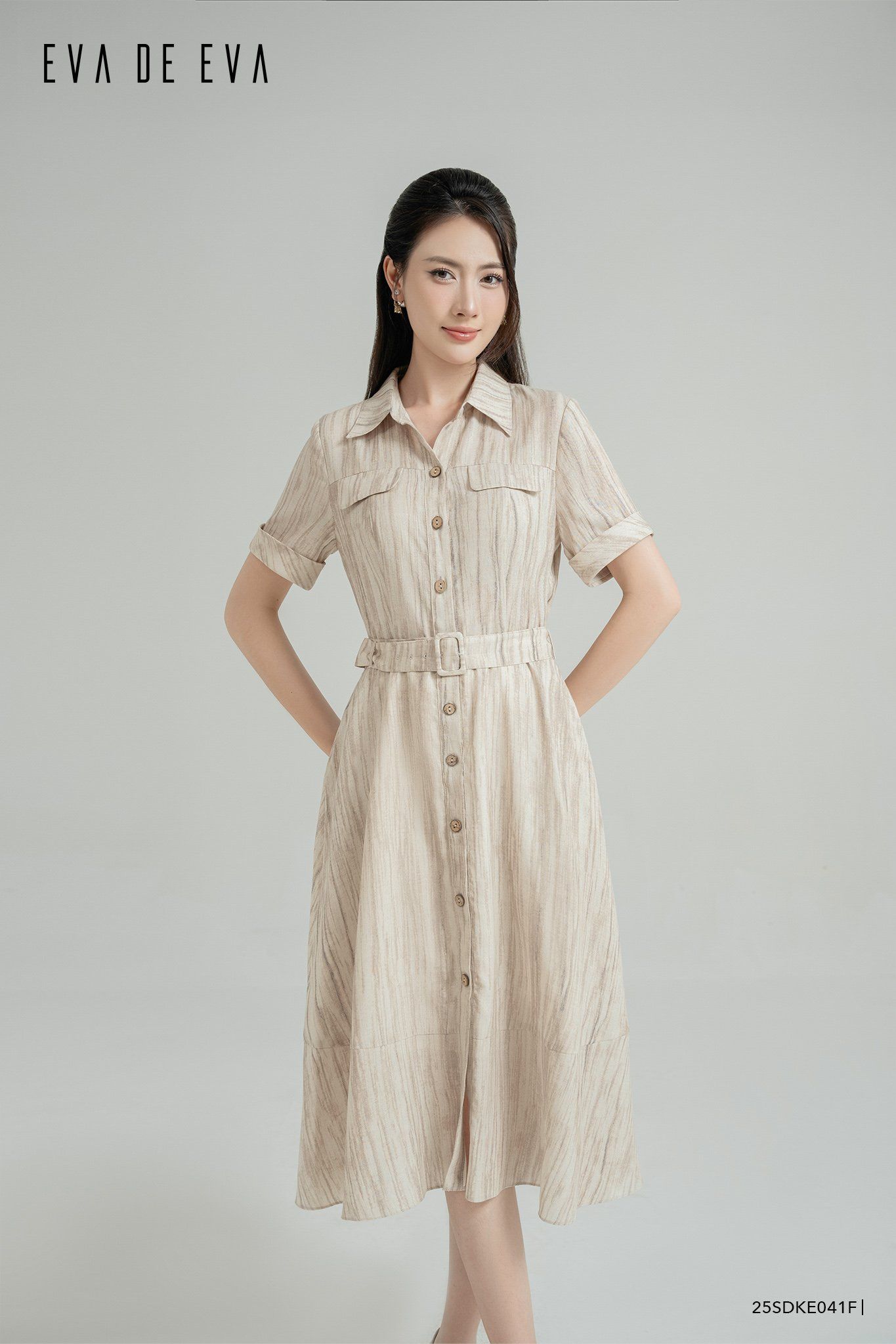  Đầm tay ngắn, Dáng thắt eo 25SDKE041F 