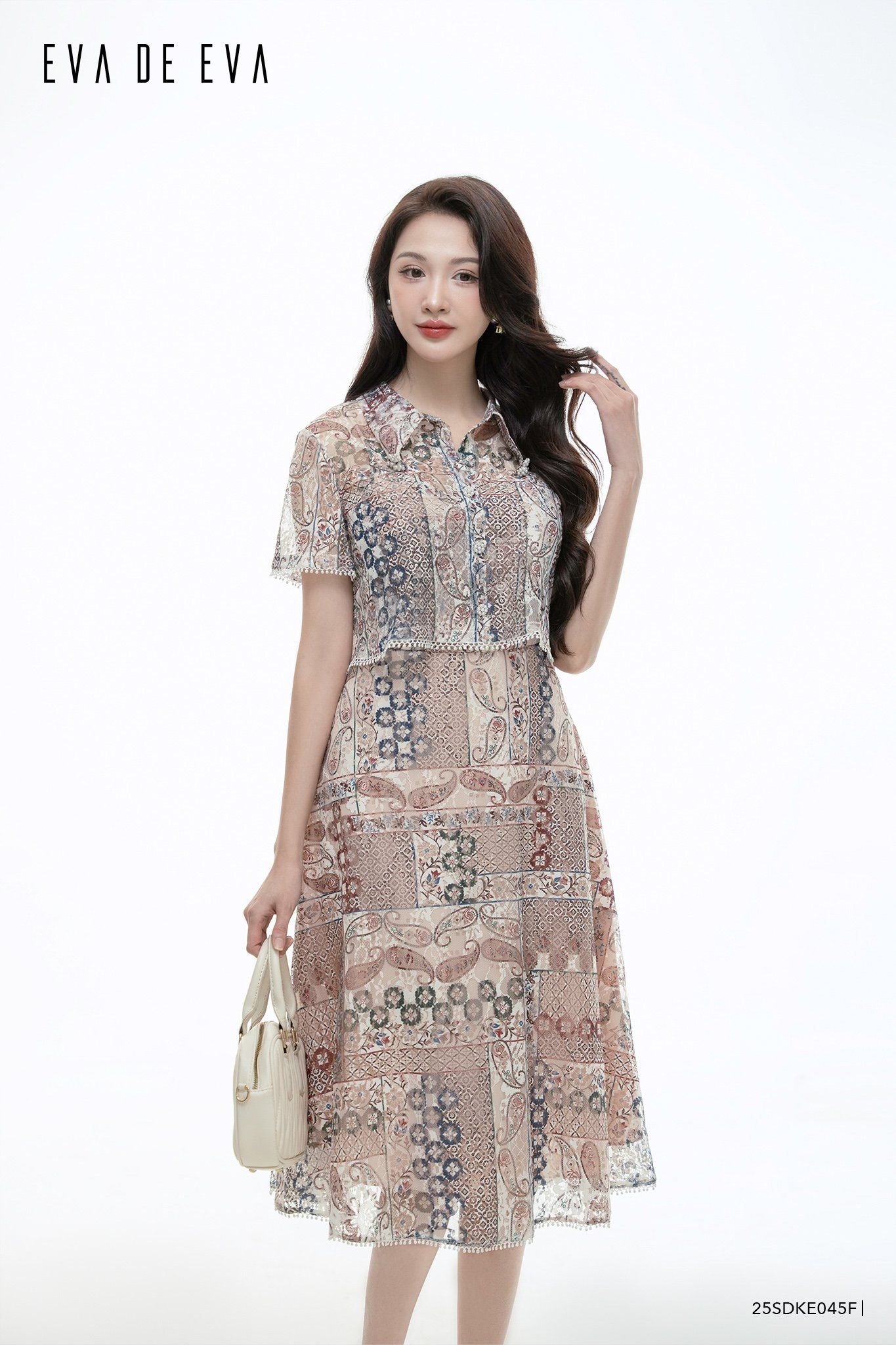  Đầm tay ngắn, Dáng thắt eo 25SDKE045F 