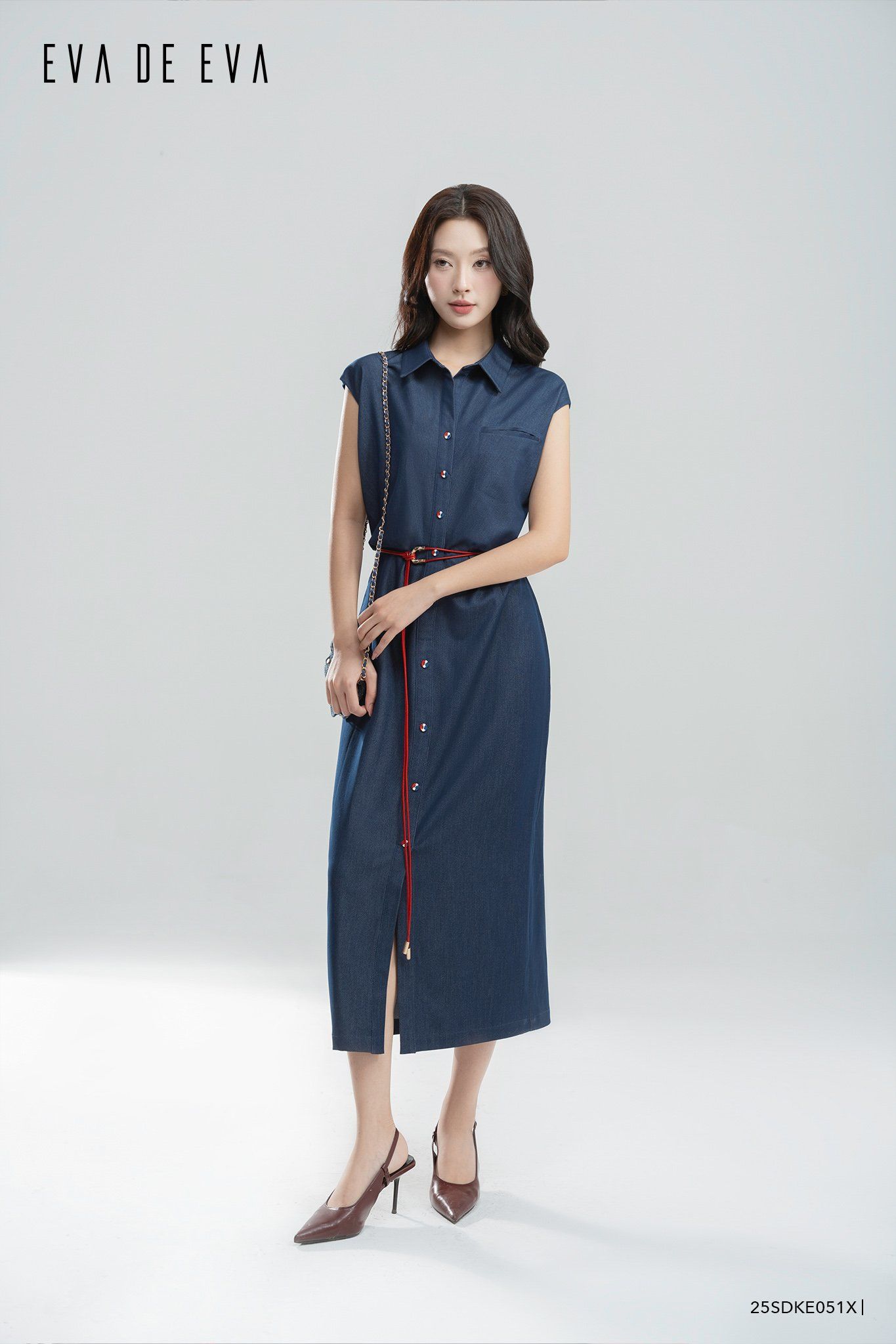  Đầm tay ngắn, Dáng thắt eo 25SDKE051X 