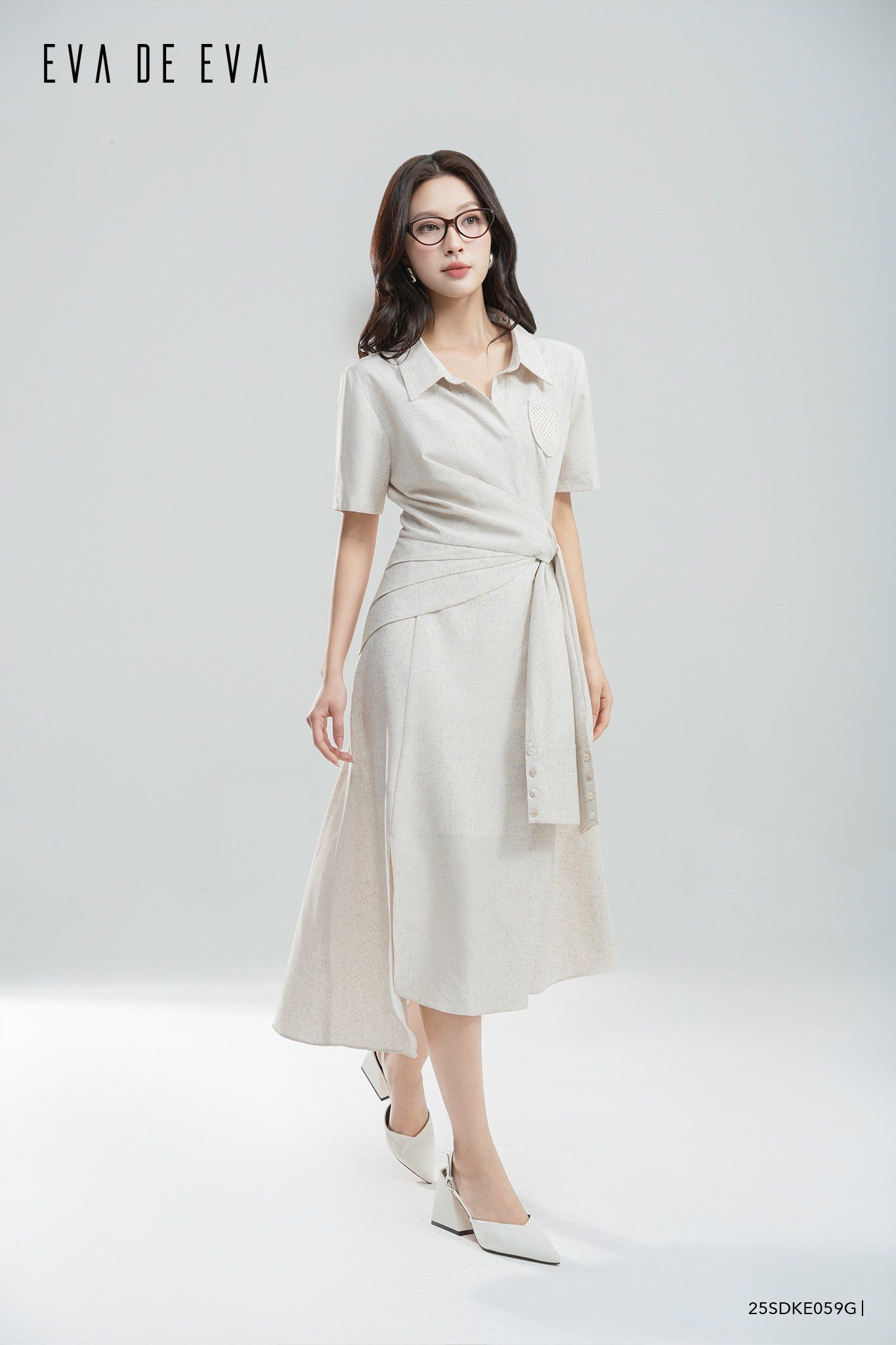  Đầm tay ngắn, Dáng thắt eo 25SDKE059G 