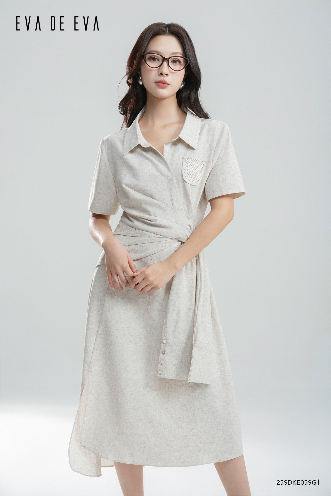  Đầm tay ngắn, Dáng thắt eo 25SDKE059G 