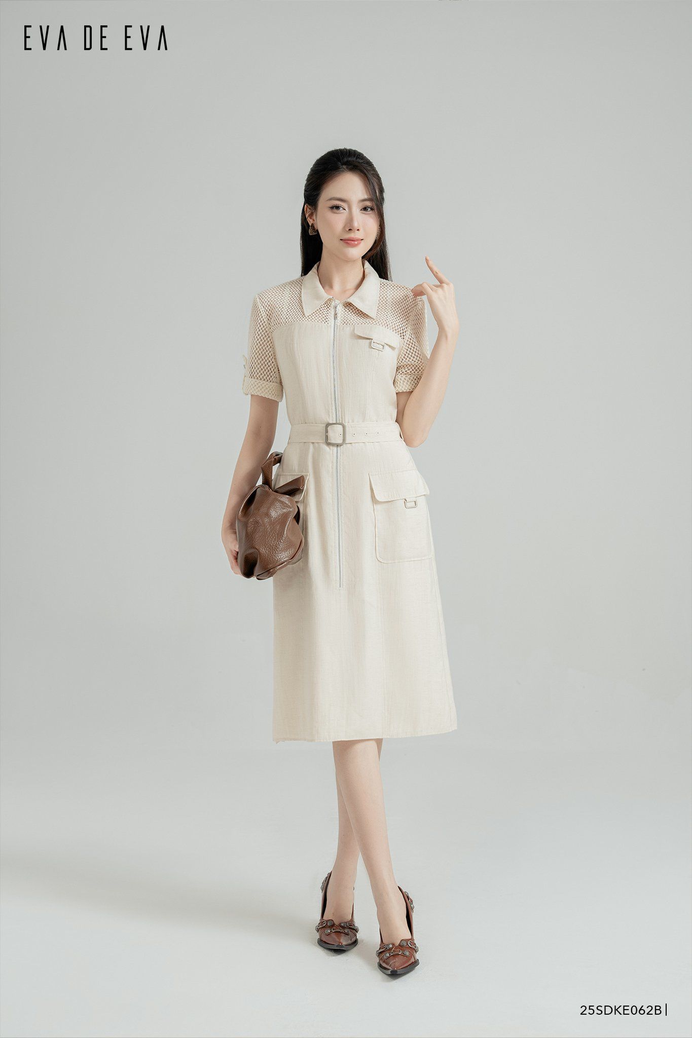  Đầm tay ngắn, Dáng thắt eo 25SDKE062B 
