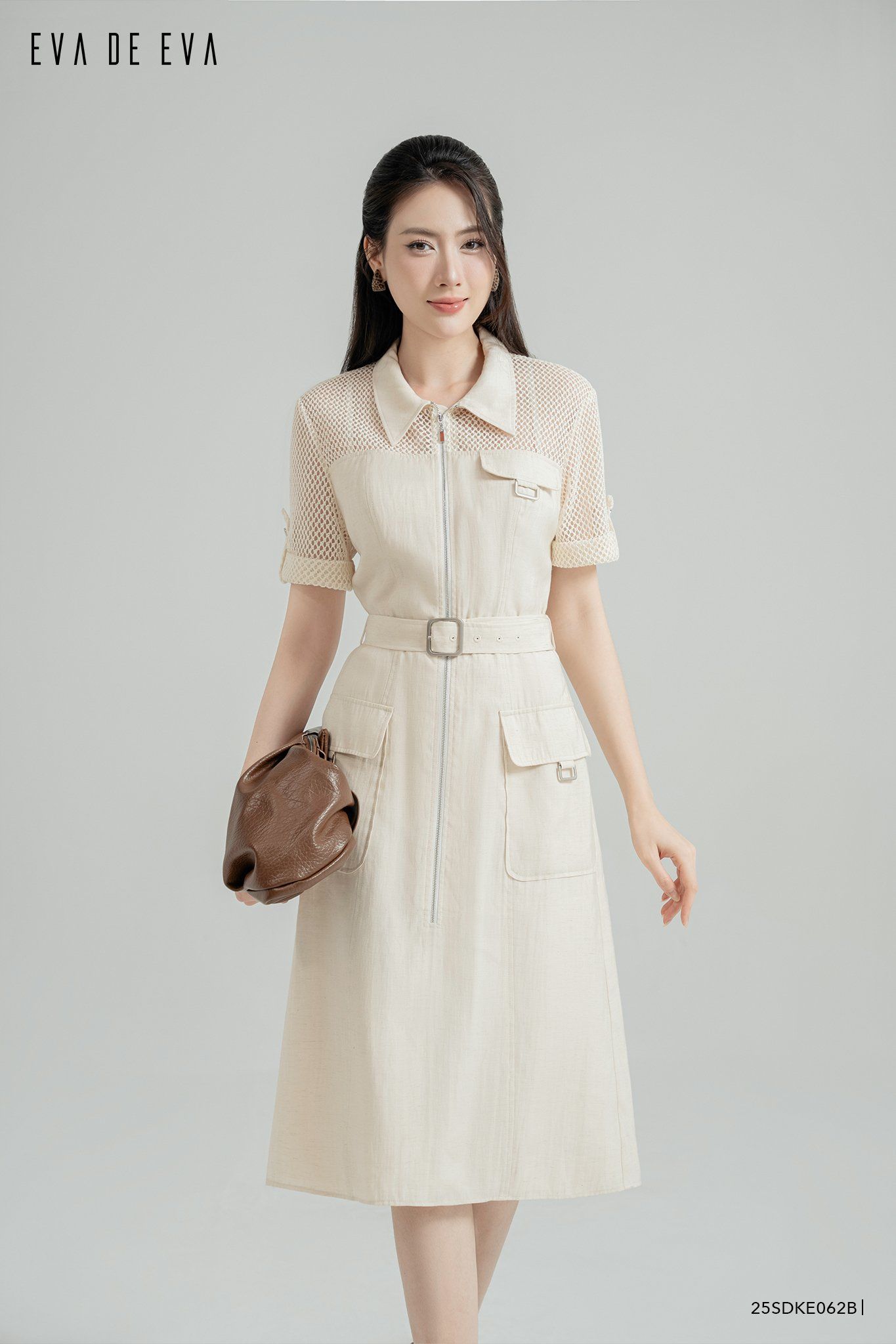  Đầm tay ngắn, Dáng thắt eo 25SDKE062B 