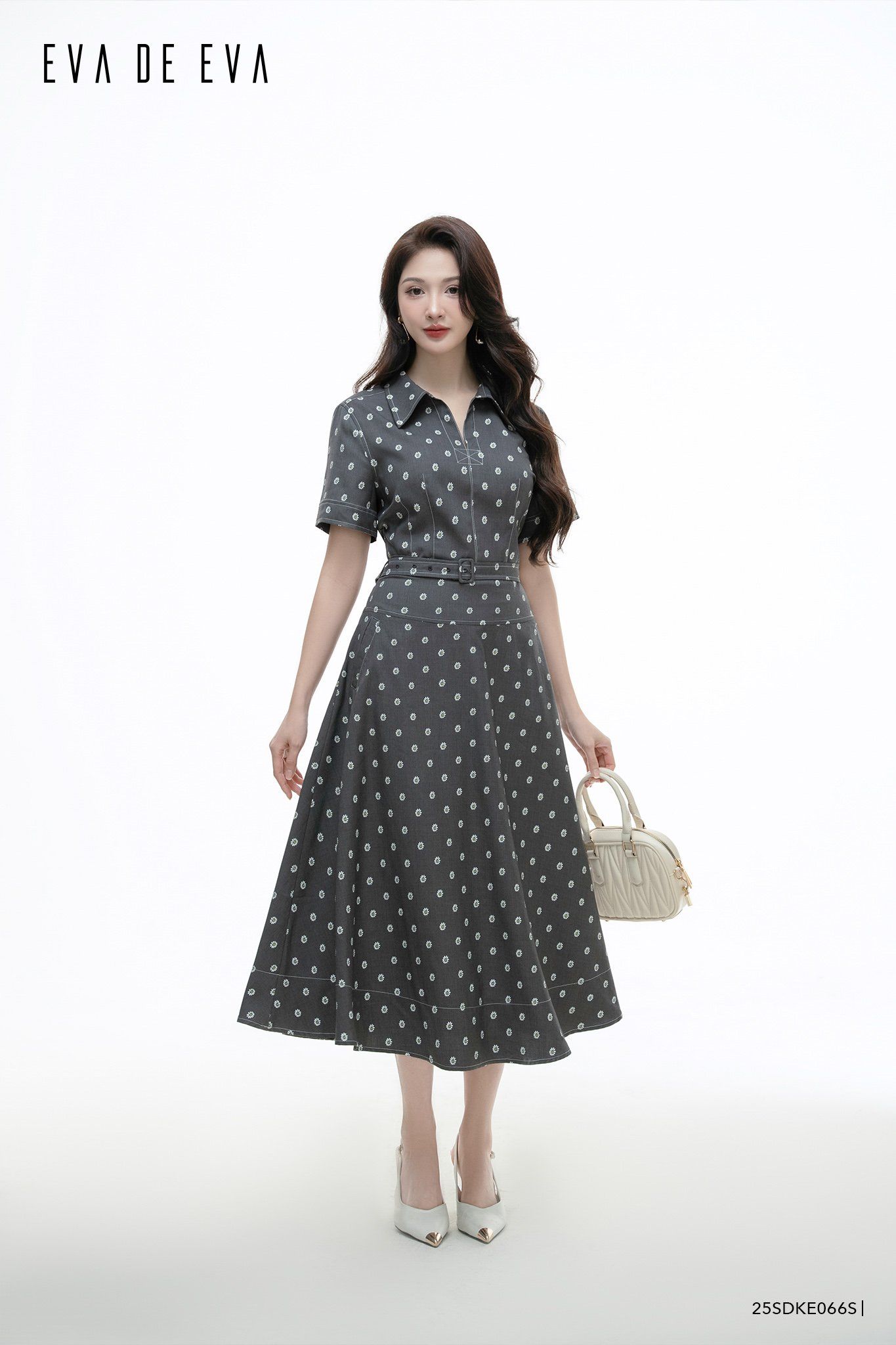  Đầm tay ngắn, Dáng thắt eo 25SDKE066S 