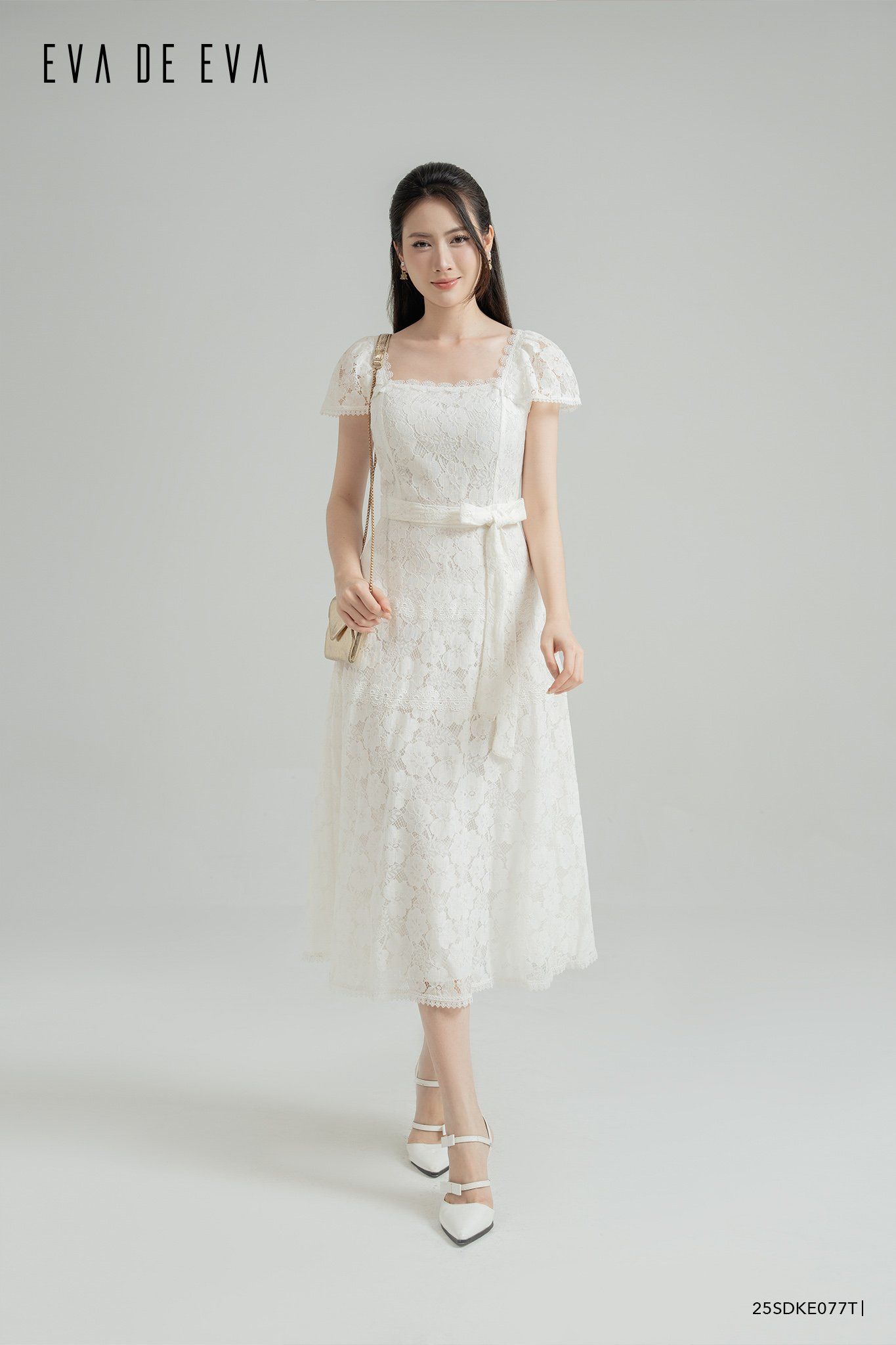  Đầm tay ngắn, Dáng thắt eo 25SDKE077T 