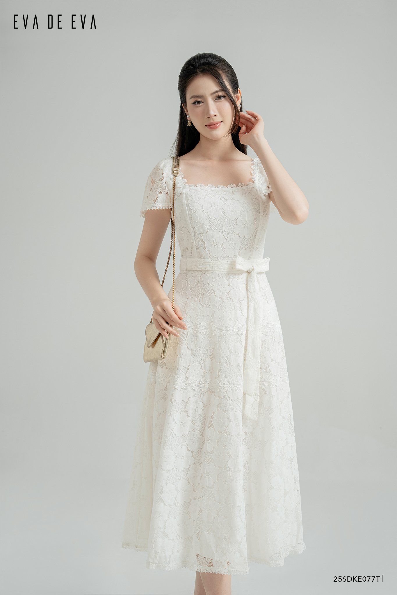  Đầm tay ngắn, Dáng thắt eo 25SDKE077T 