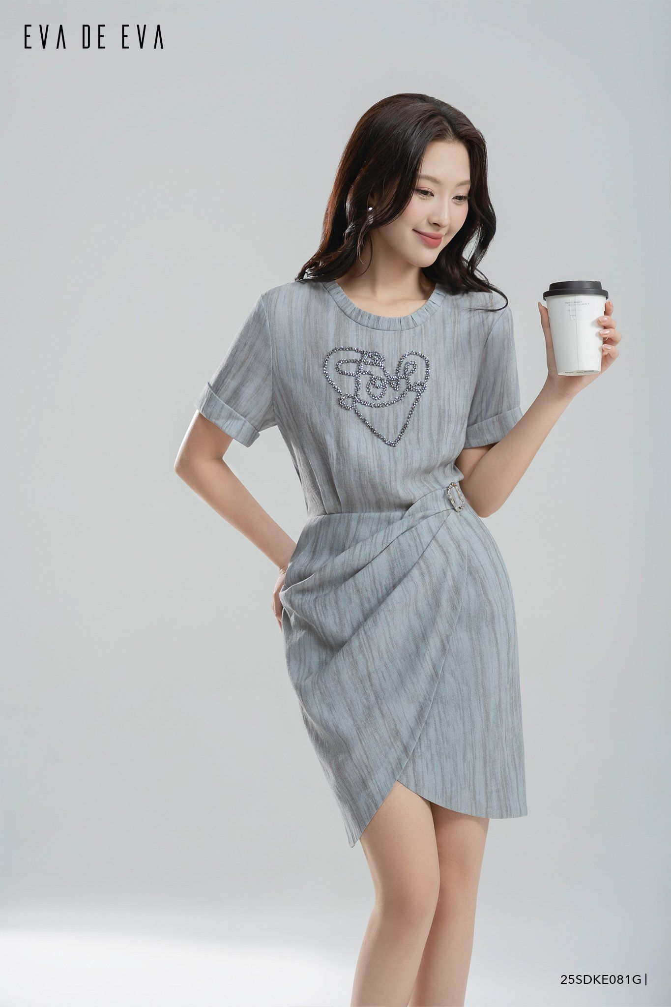  Đầm tay ngắn, Dáng thắt eo 25SDKE081G 
