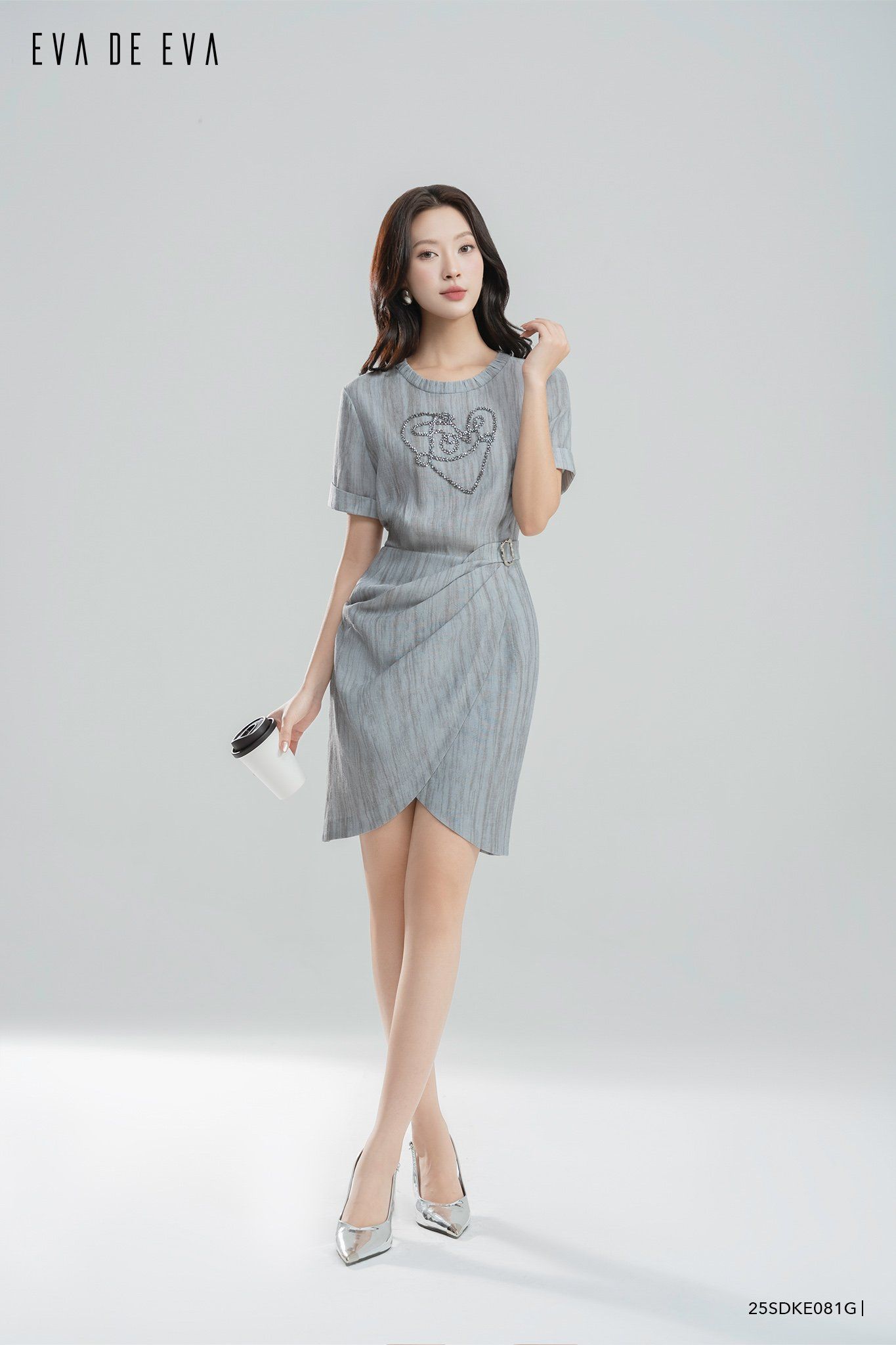  Đầm tay ngắn, Dáng thắt eo 25SDKE081G 