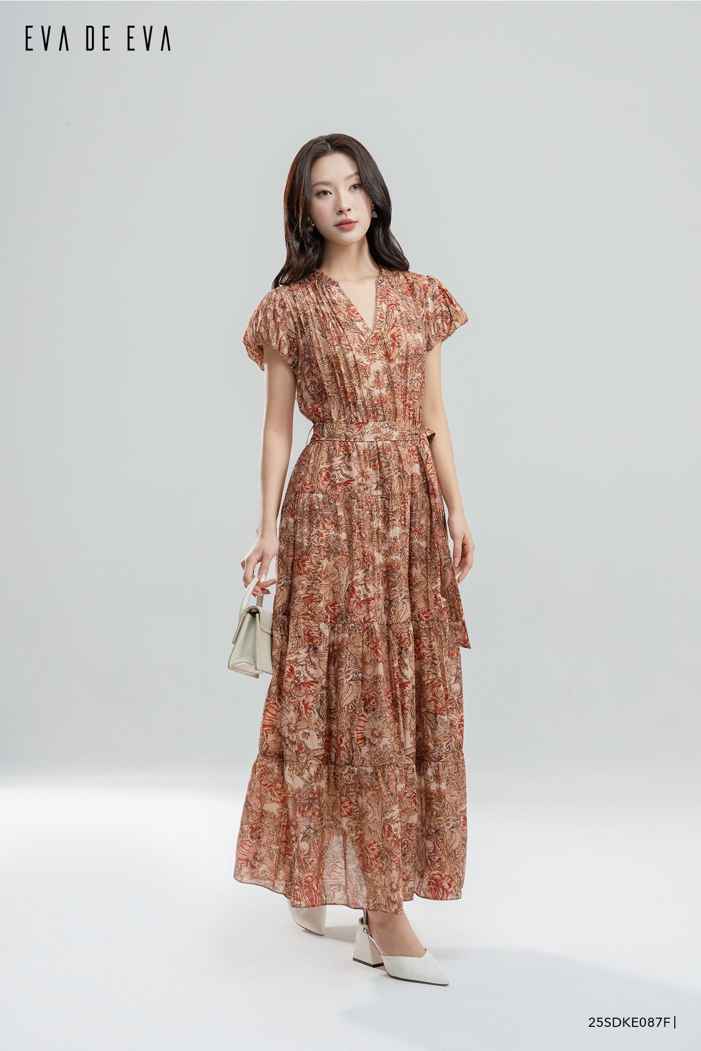  Đầm tay ngắn, Dáng thắt eo 25SDKE087F 