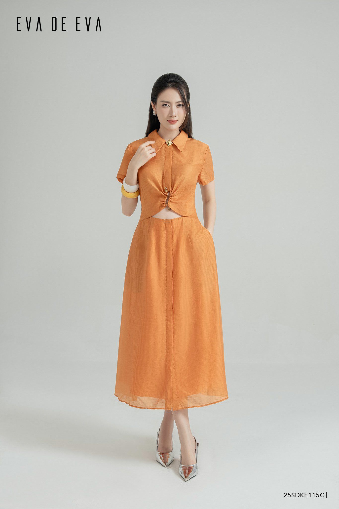  Đầm tay ngắn,  25SDKE115C 