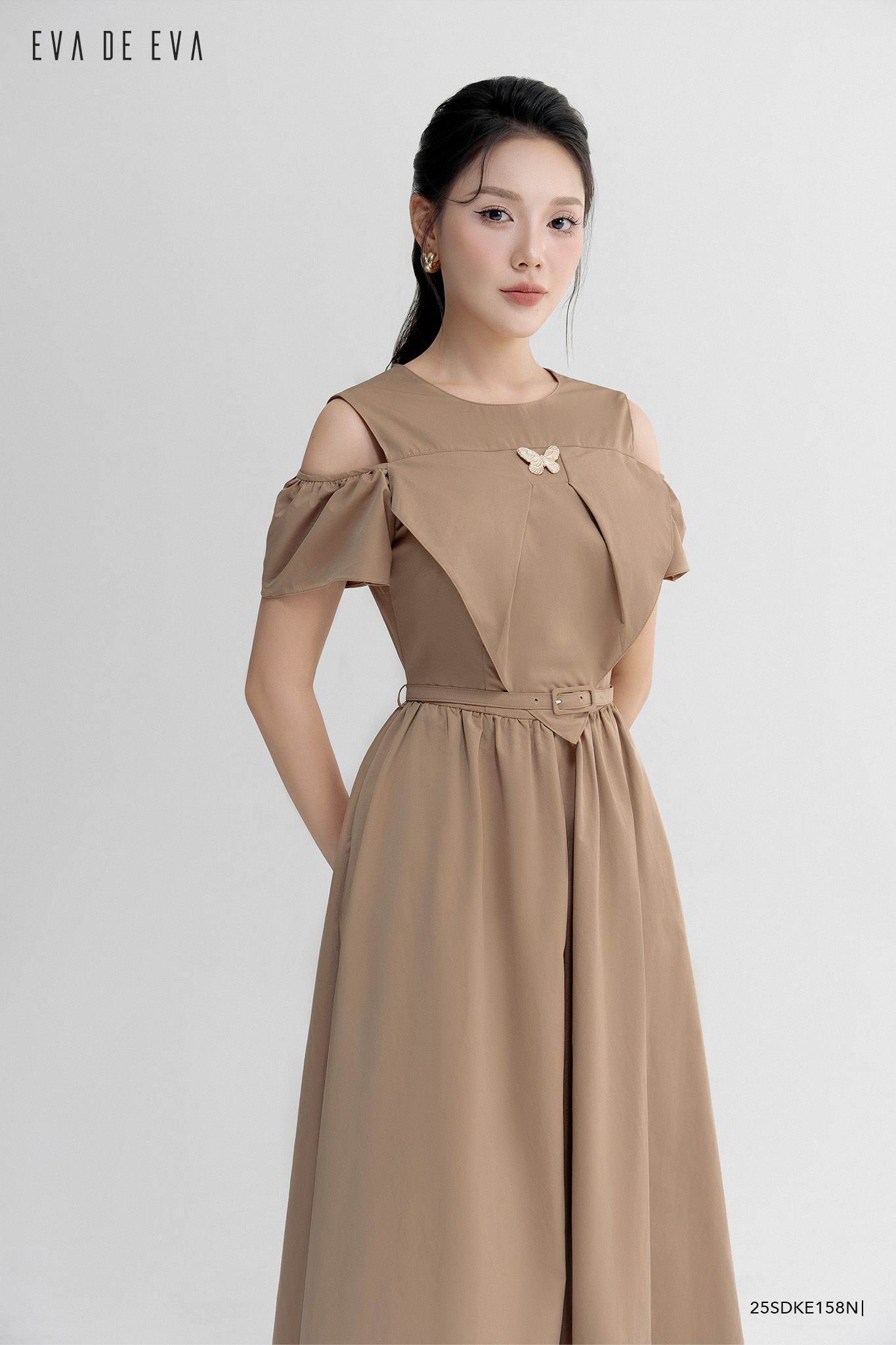  Đầm tay ngắn, Dáng thắt eo 25SDKE158N 