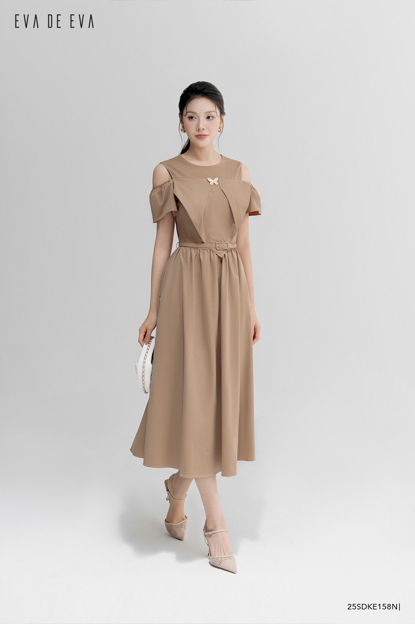  Đầm tay ngắn, Dáng thắt eo 25SDKE158N 