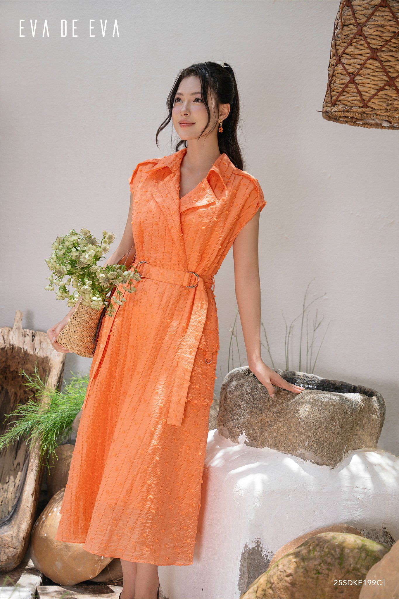  Đầm tay ngắn, Dáng thắt eo 25SDKE199C 