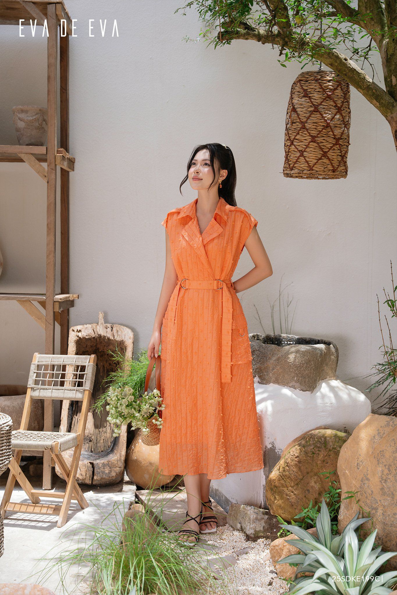  Đầm tay ngắn, Dáng thắt eo 25SDKE199C 