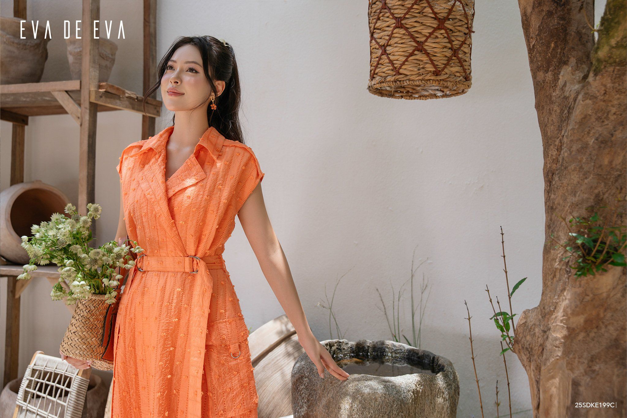  Đầm tay ngắn, Dáng thắt eo 25SDKE199C 