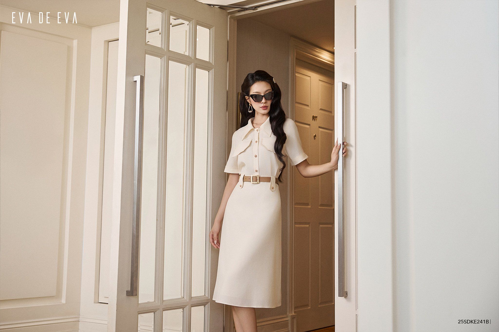  Đầm tay ngắn, Dáng thắt eo 25SDKE241B 