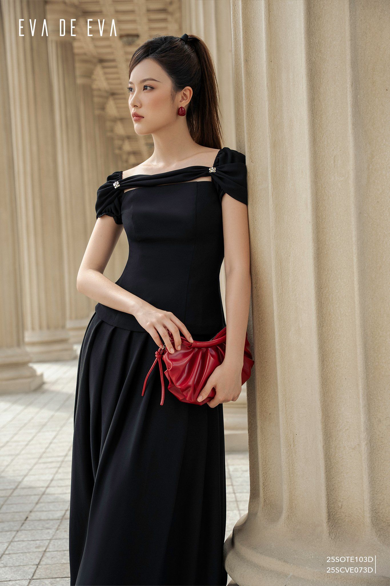  Chân váy Midi, Xếp ly 25SCVE073D 