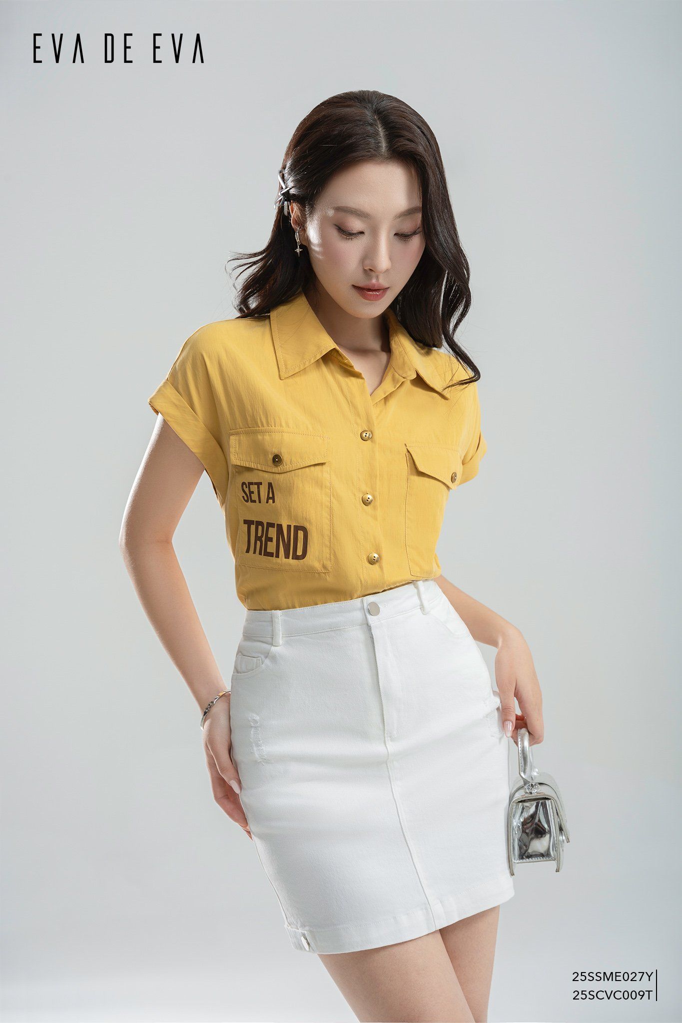  Sơ mi tay ngắn, Dáng sơ vin 25SSME027Y 