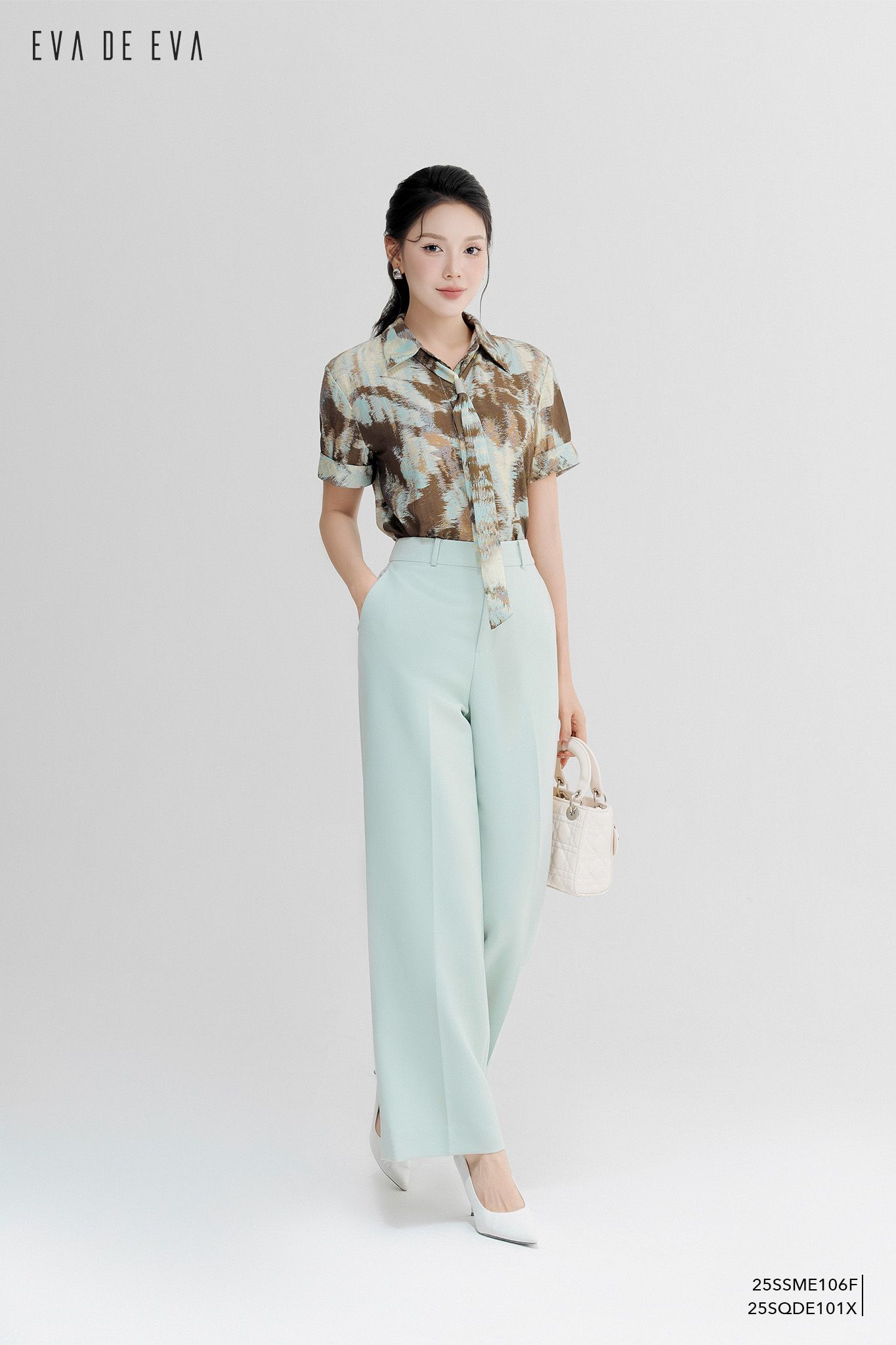  Sơ mi tay ngắn, Cổ nơ 25SSME106F 