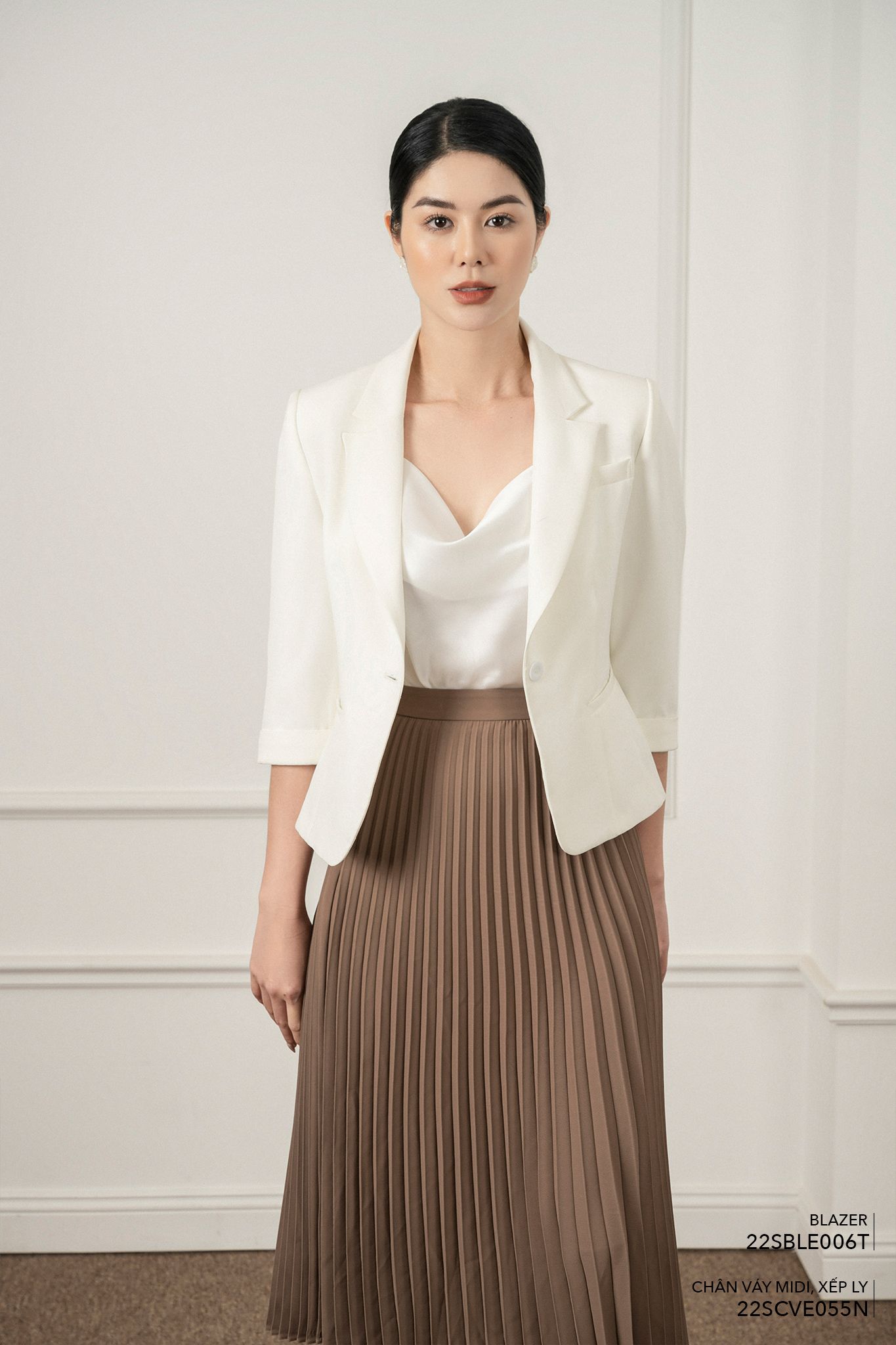  Chân váy Midi, Xếp ly 22SCVE055N 