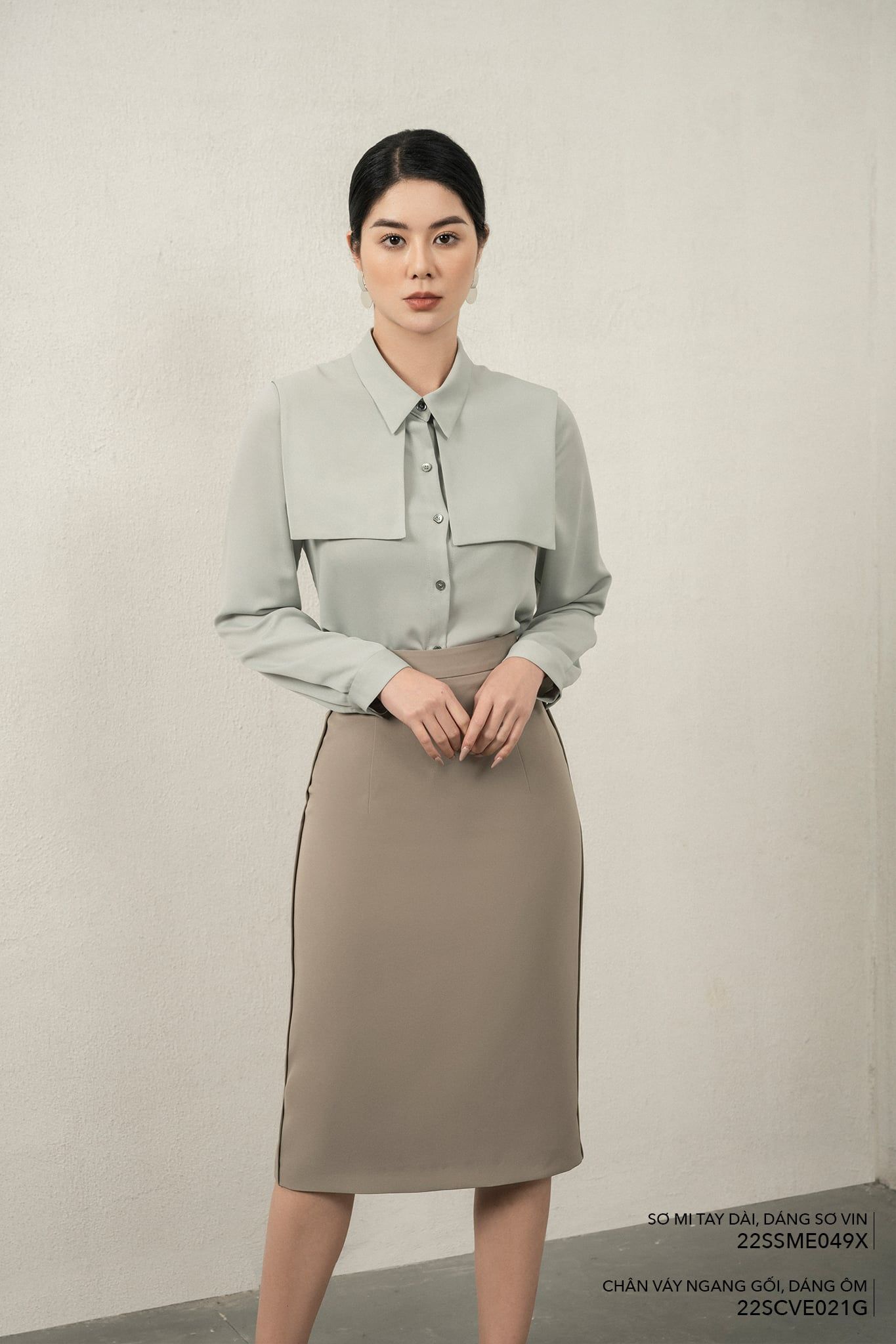  Sơ mi tay dài, Dáng sơ vin 22SSME049X 