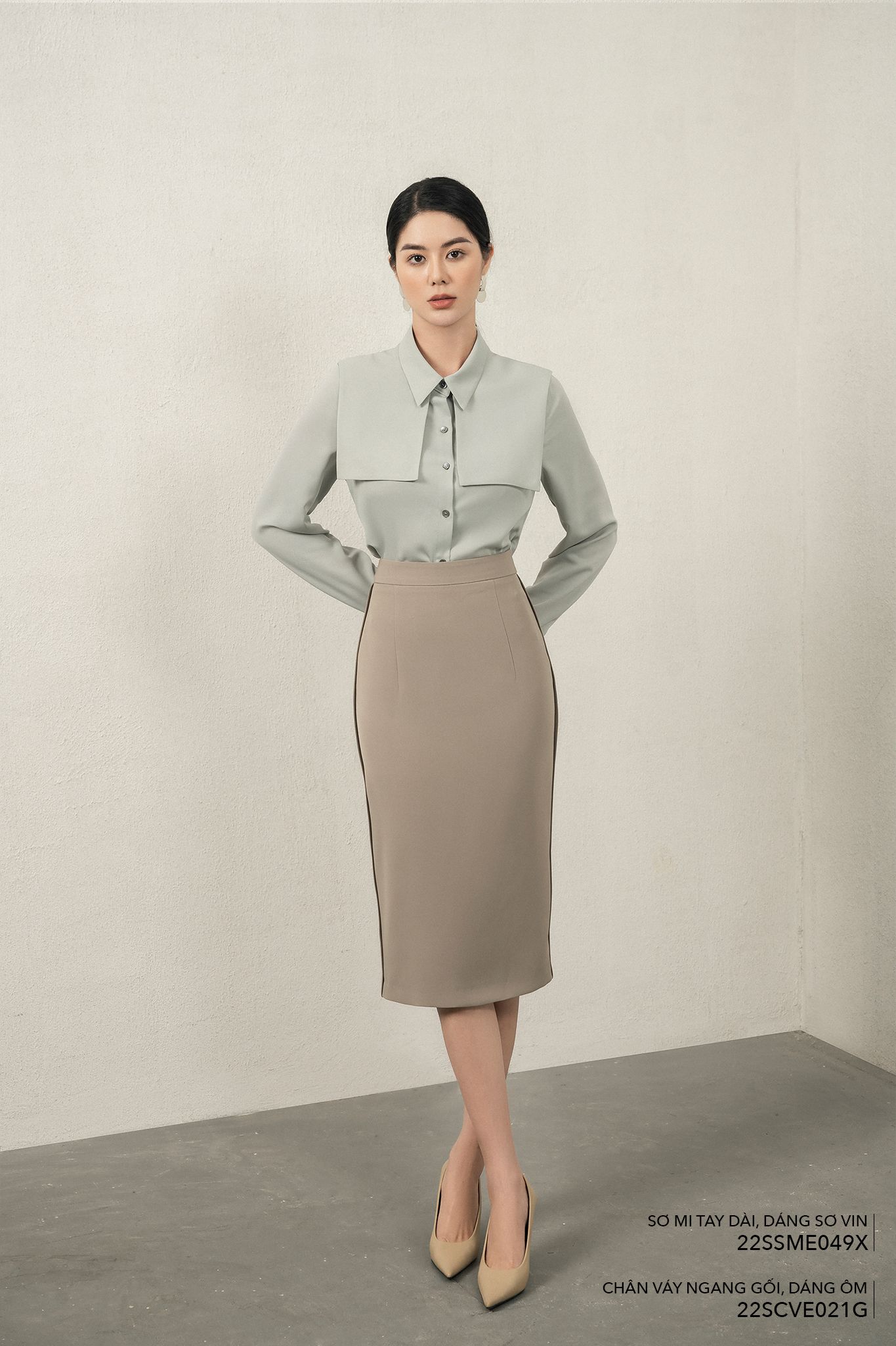  Sơ mi tay dài, Dáng sơ vin 22SSME049X 