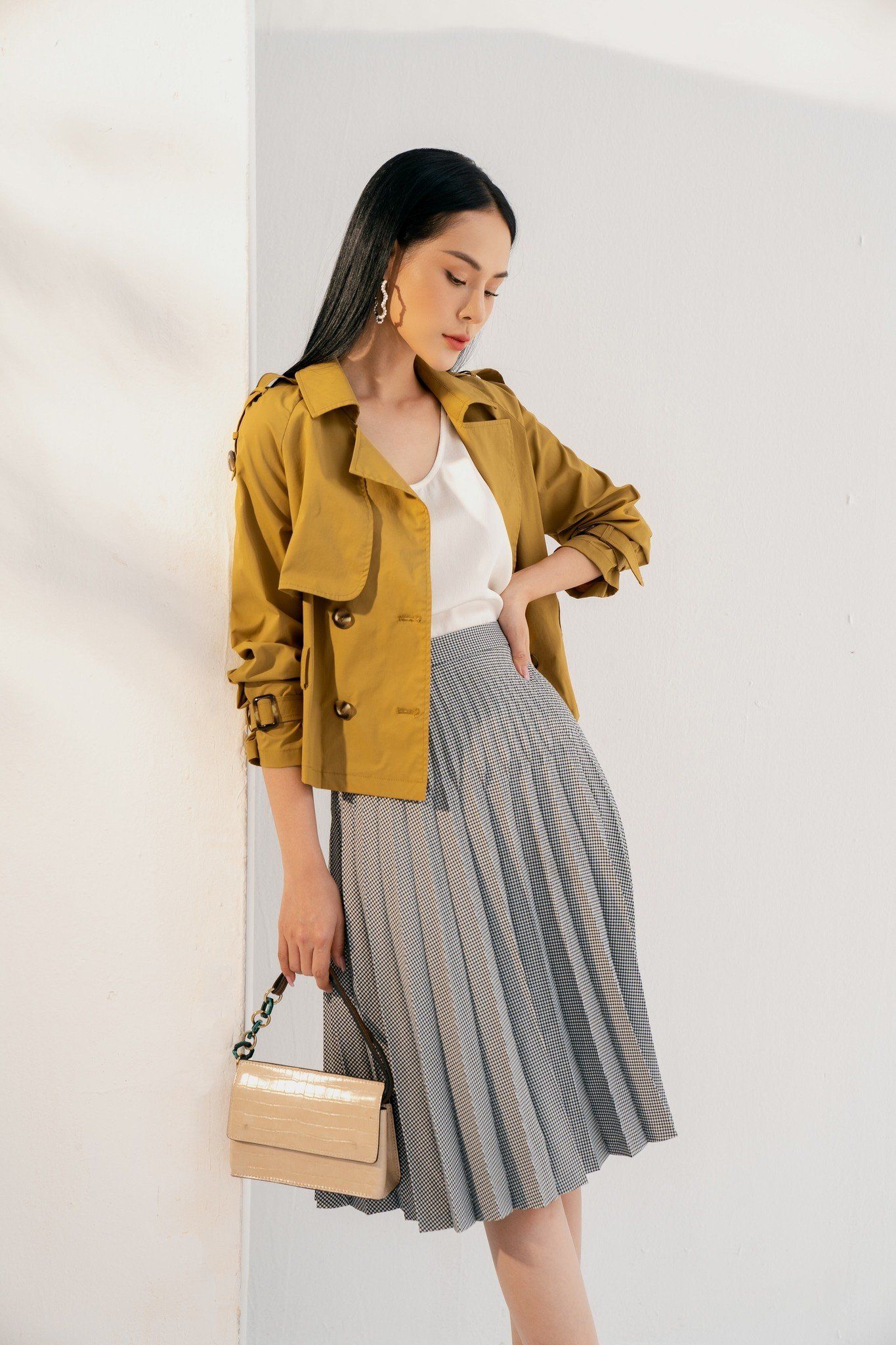  Chân váy Midi, Xếp ly 20ACVE093K 