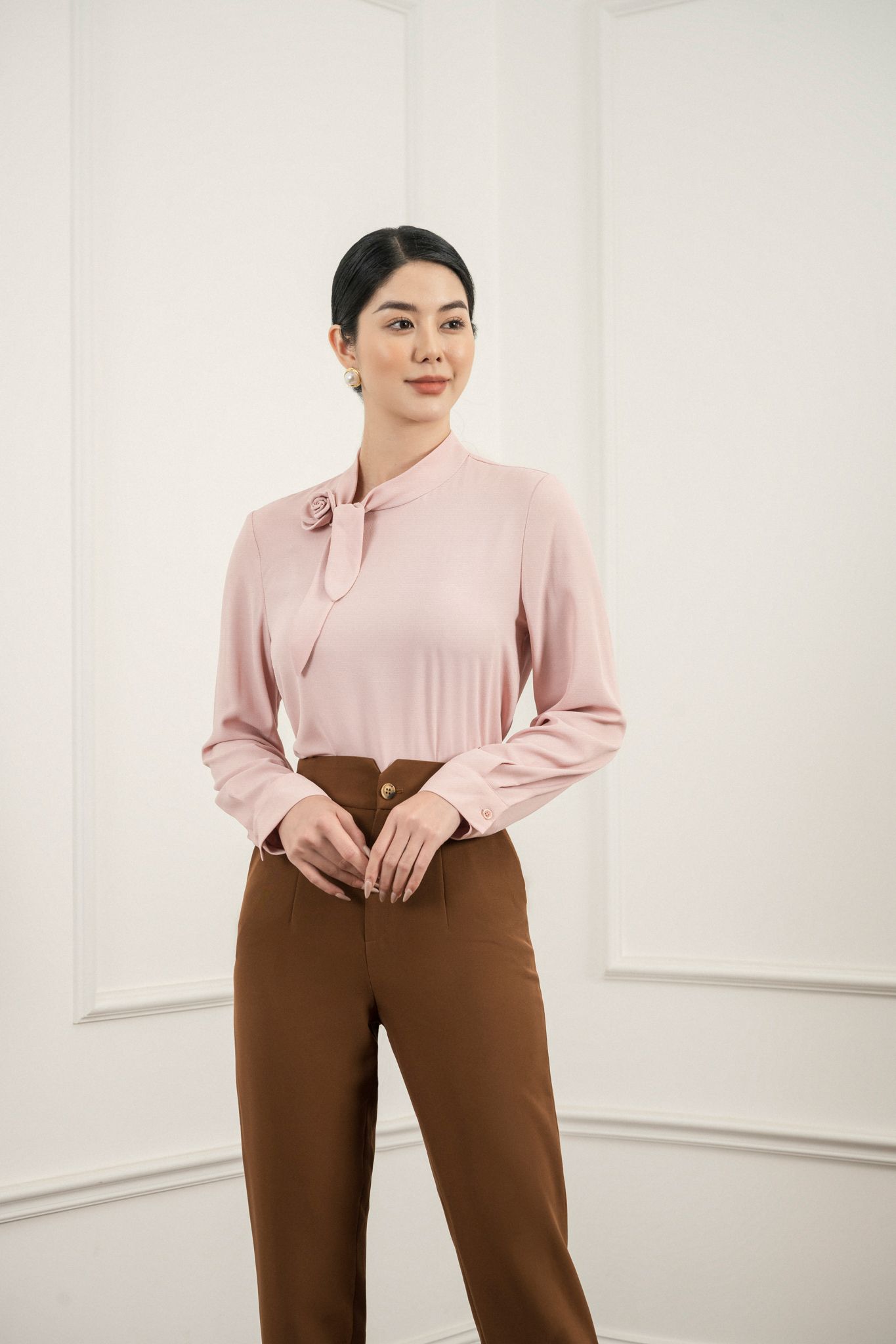  Sơ mi tay dài, Cổ nơ 22SSME020H 