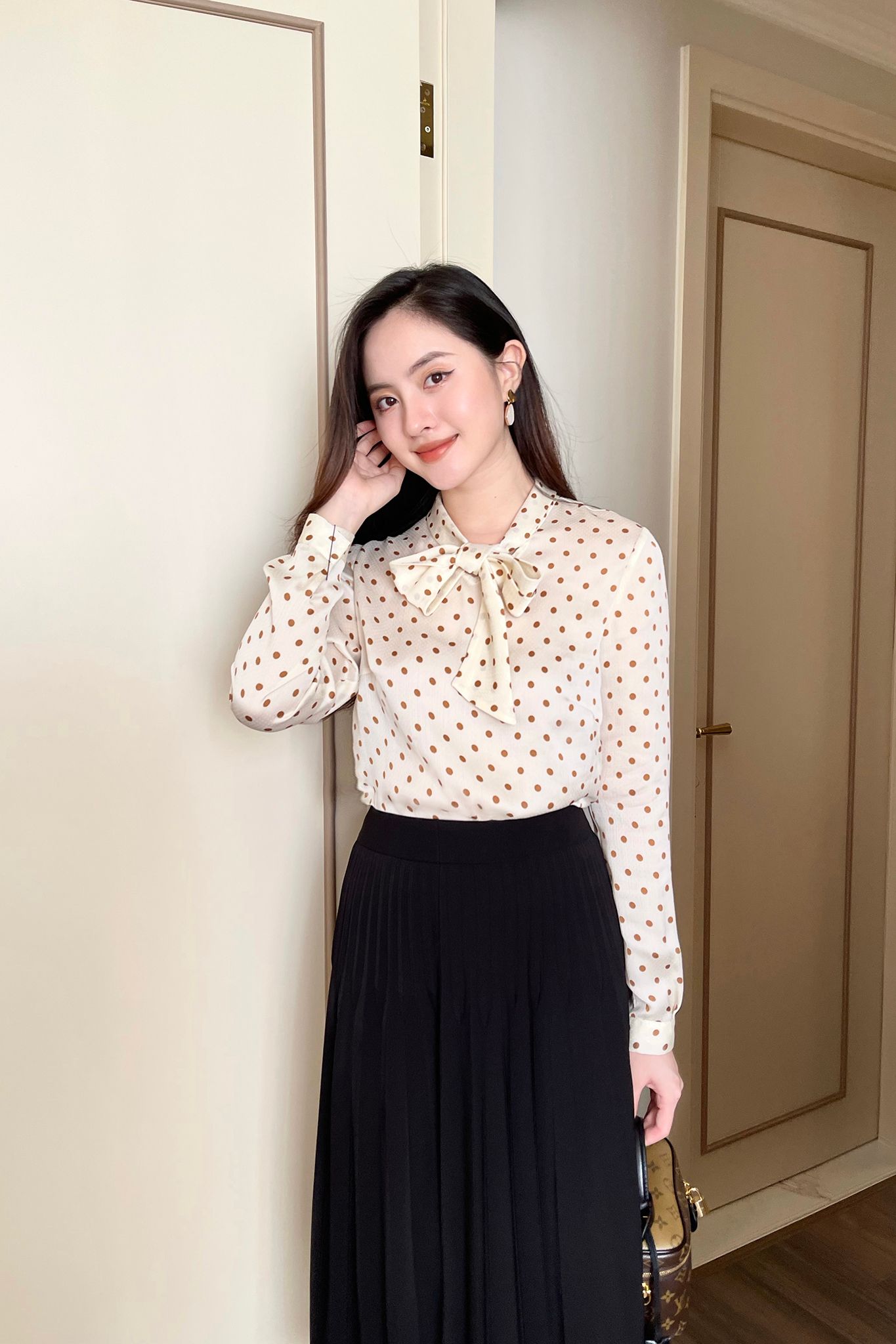  Chân váy Midi, Xếp ly 21ACVE057D 