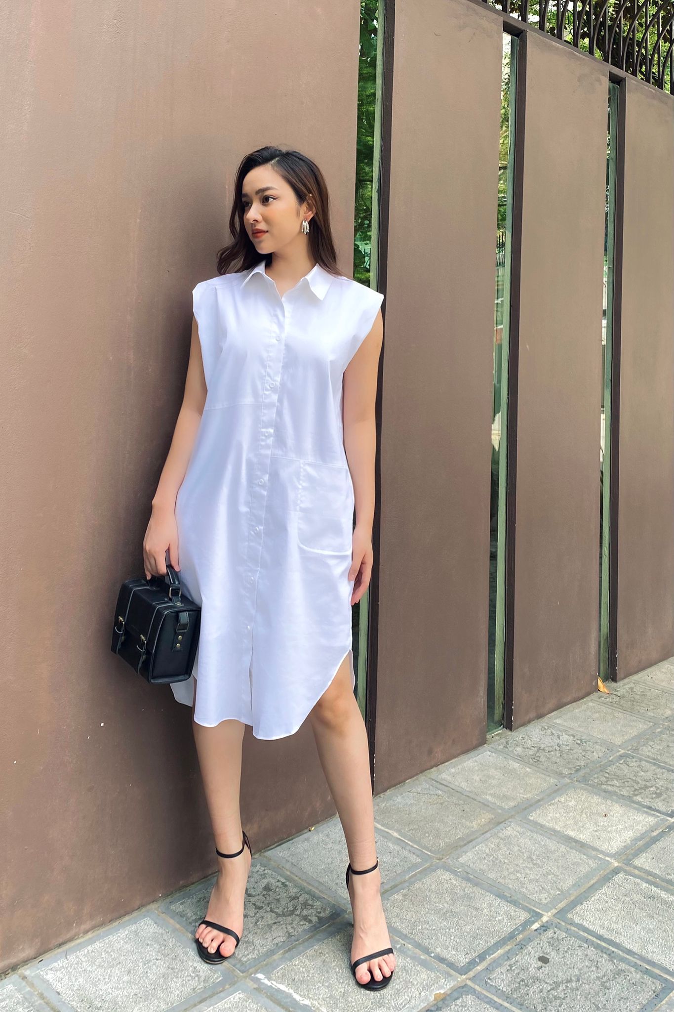  Đầm tay ngắn, Dáng suông 21ADKO003T 