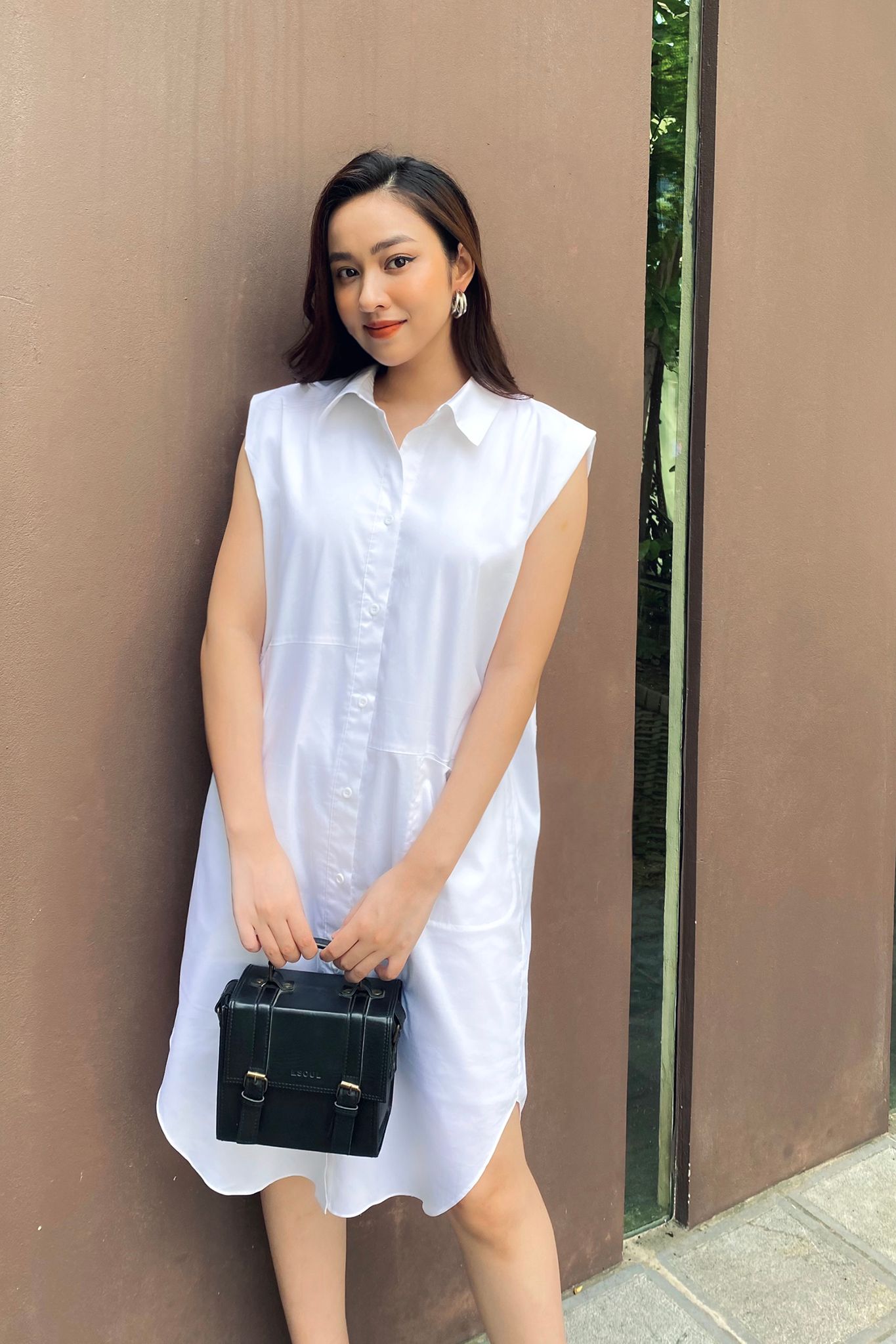  Đầm tay ngắn, Dáng suông 21ADKO003T 