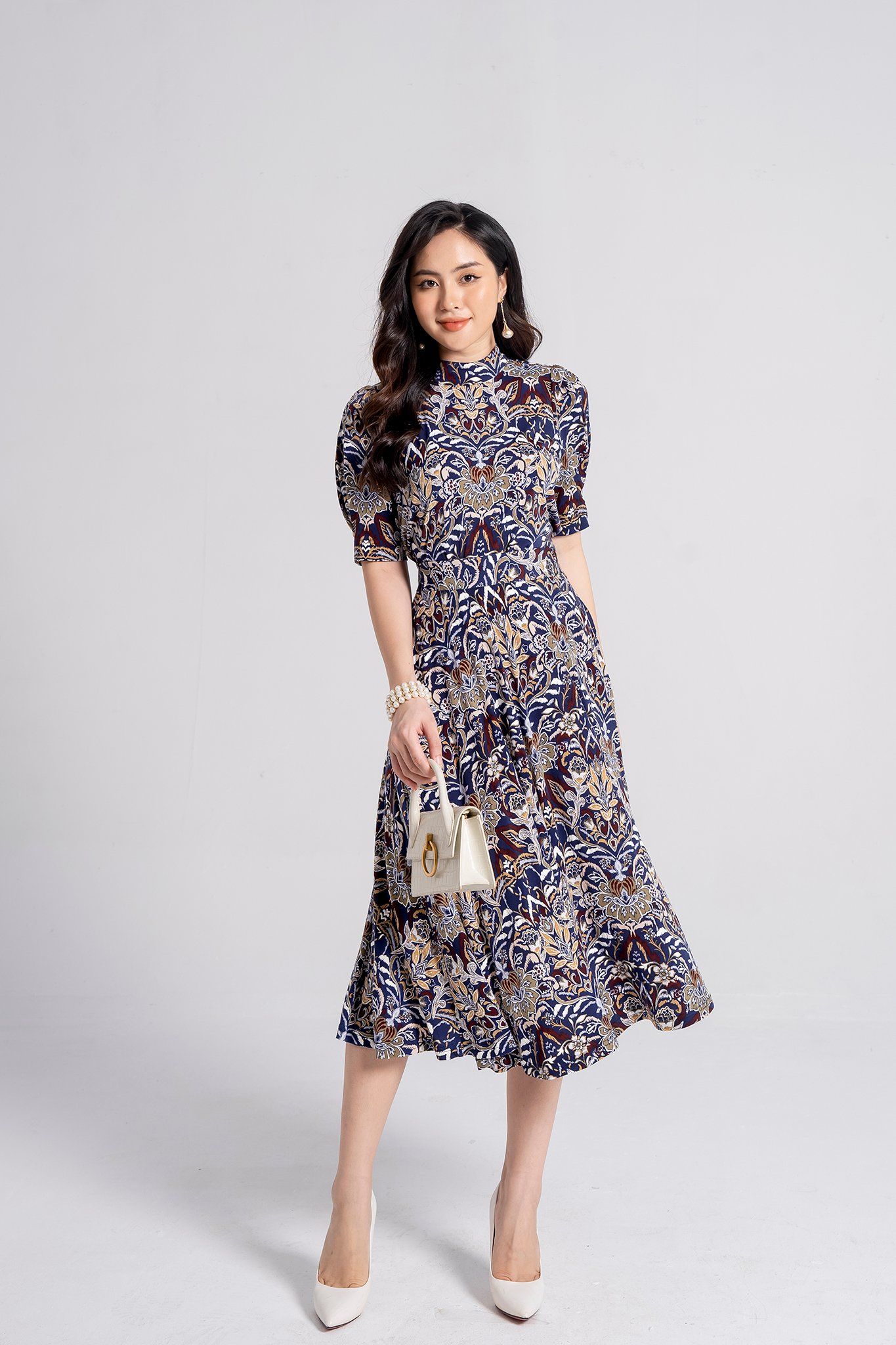  Chân váy ngang gối, Dáng xòe 21ACVE114R 