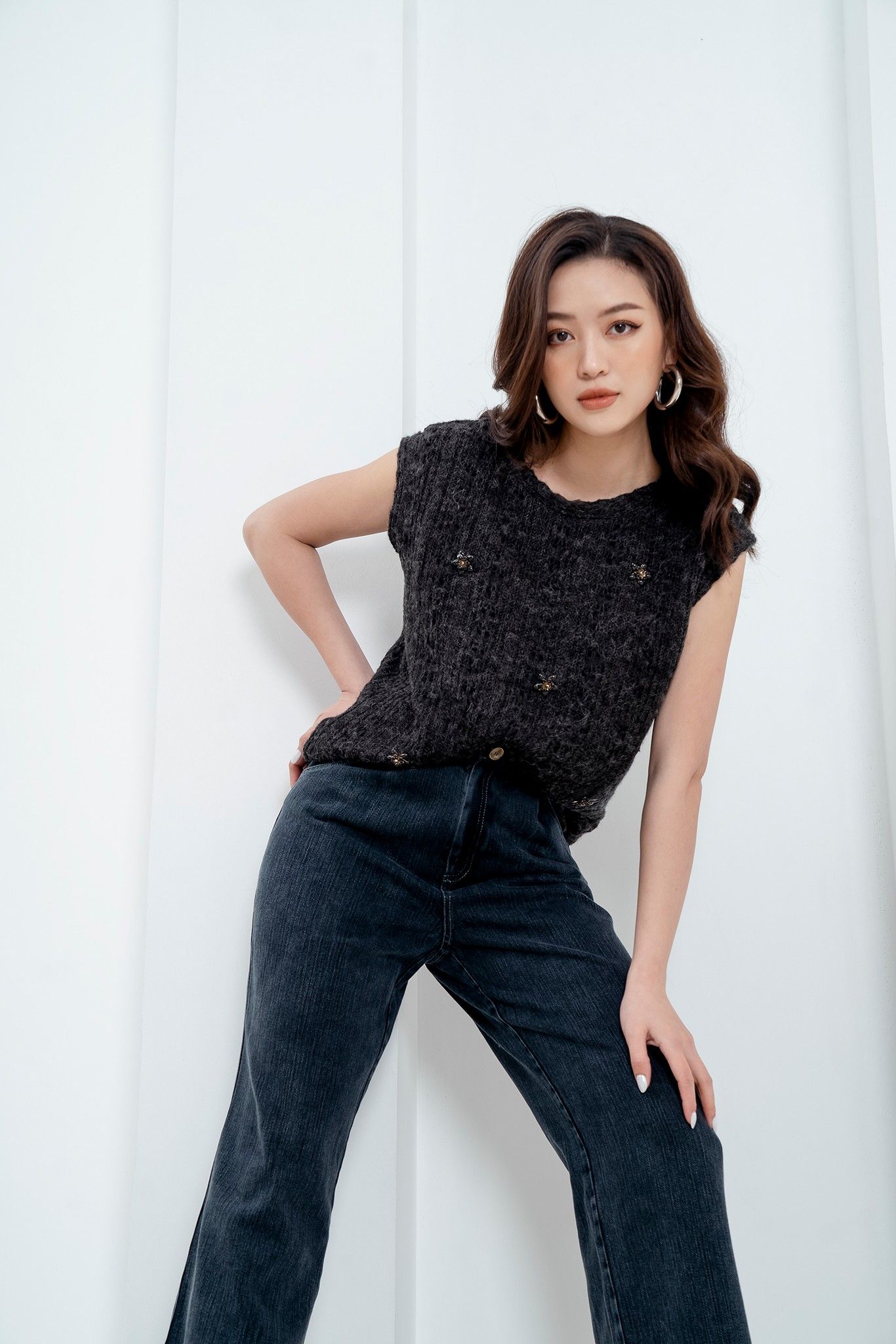  Quần Jeans lửng, Ống loe 20AQJE006X 