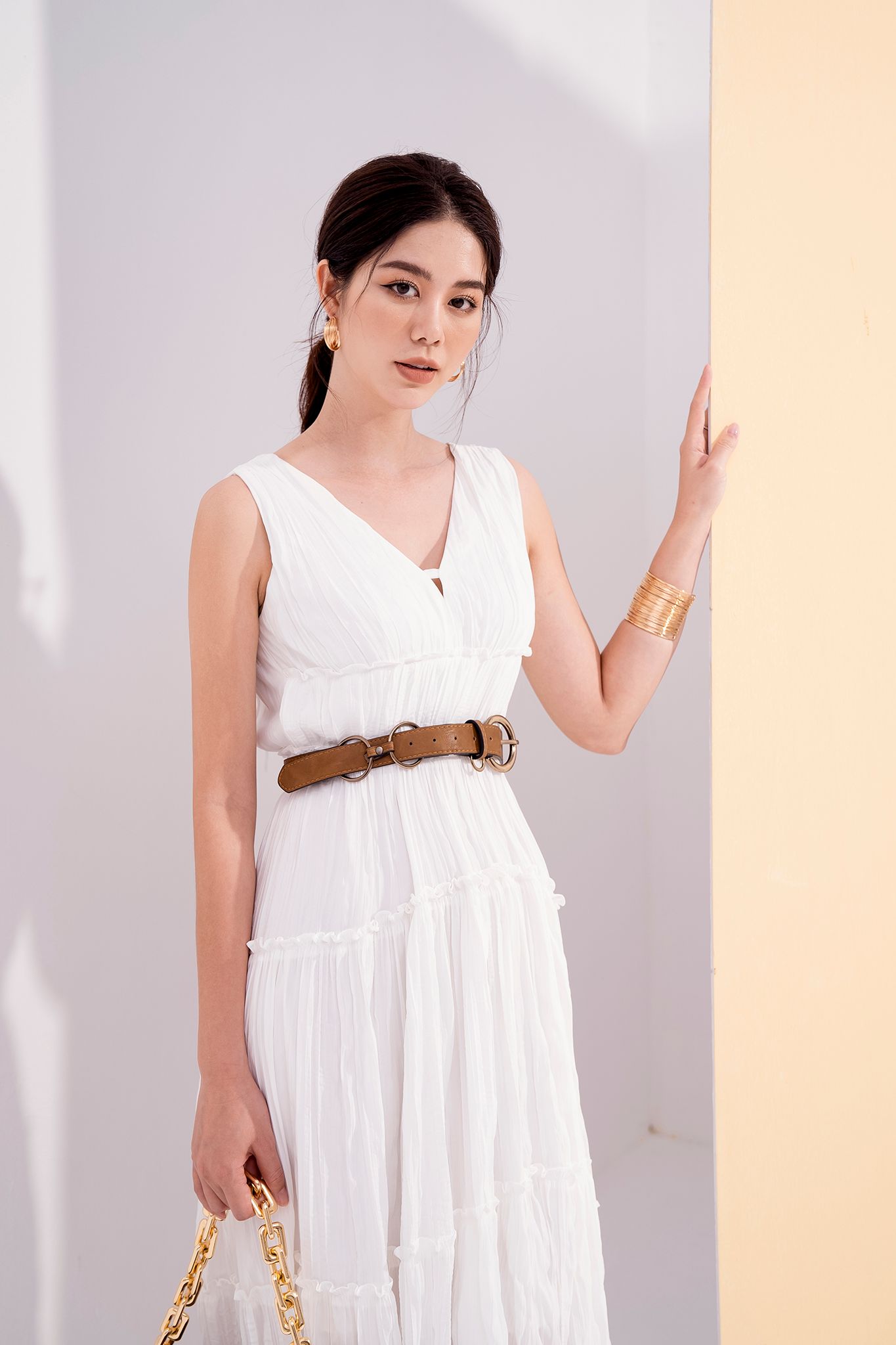  Đầm sát nách, Dáng thắt eo 21SDKE259T 