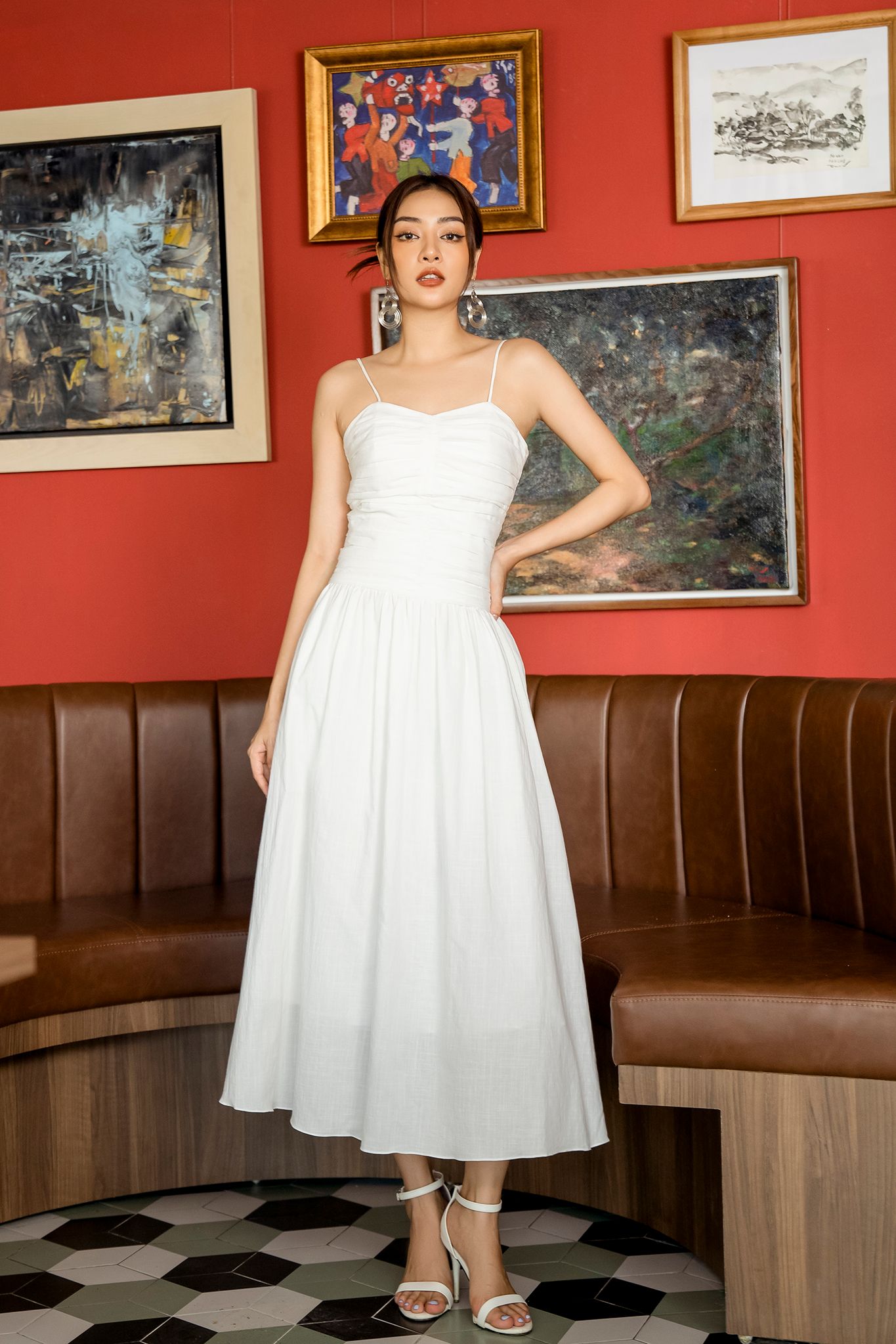  Đầm hai dây, Dáng thắt eo 21SDKO070T 