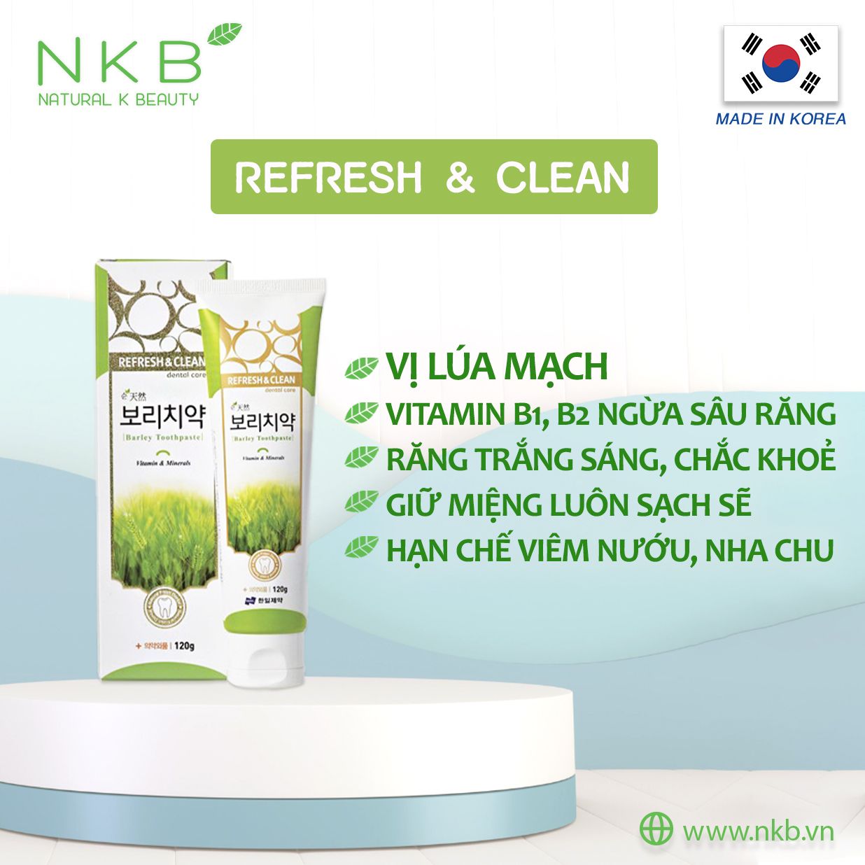  REFRESH & CLEAN BARLEY TOOTHPASTE - Kem Đánh Răng Lúa Mạch 