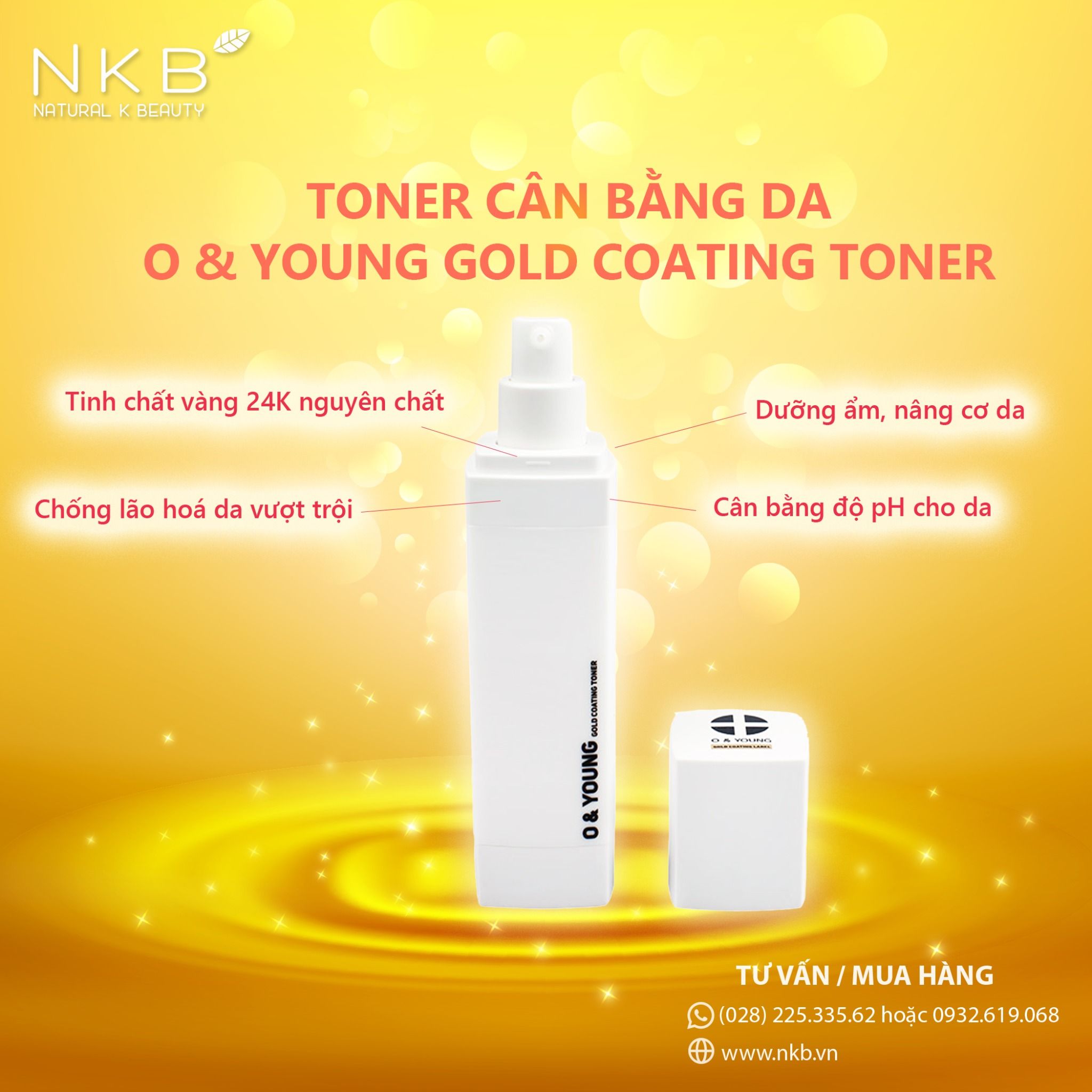  O&YOUNG GOLD COATING TONER - Tinh chất vàng 24K 