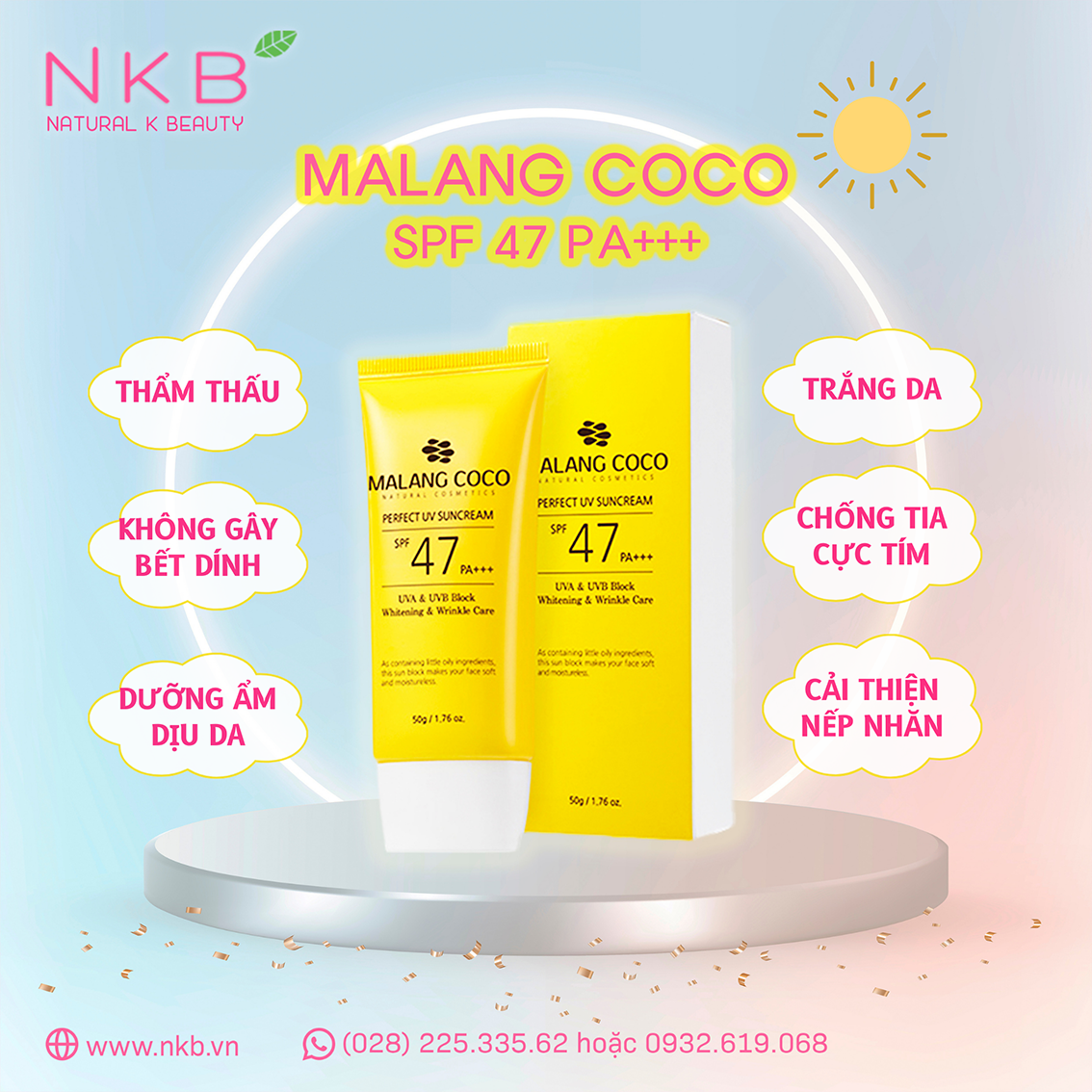  MALANGCOCO PERFECT SUNCREAM SPF 47 PA +++ | Kem chống nắng SPF 47 PA +++ 