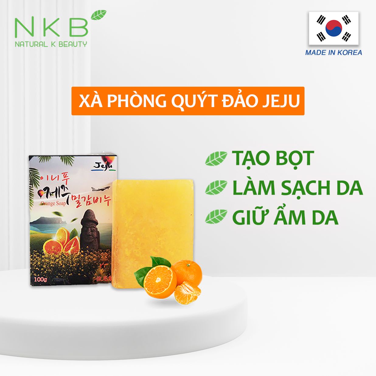  Xà Phòng Thiên Nhiên Hàn Quốc Hương Quýt Của Đảo Jeju - Sử dụng cho mặt và toàn thân 