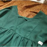  Đầm linen xẻ lưng V bé gái 