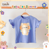  Áo thun tay ngắn viền bèo bé gái ECOBAMBI -  BB-23AOBG009 - 8935334001015 