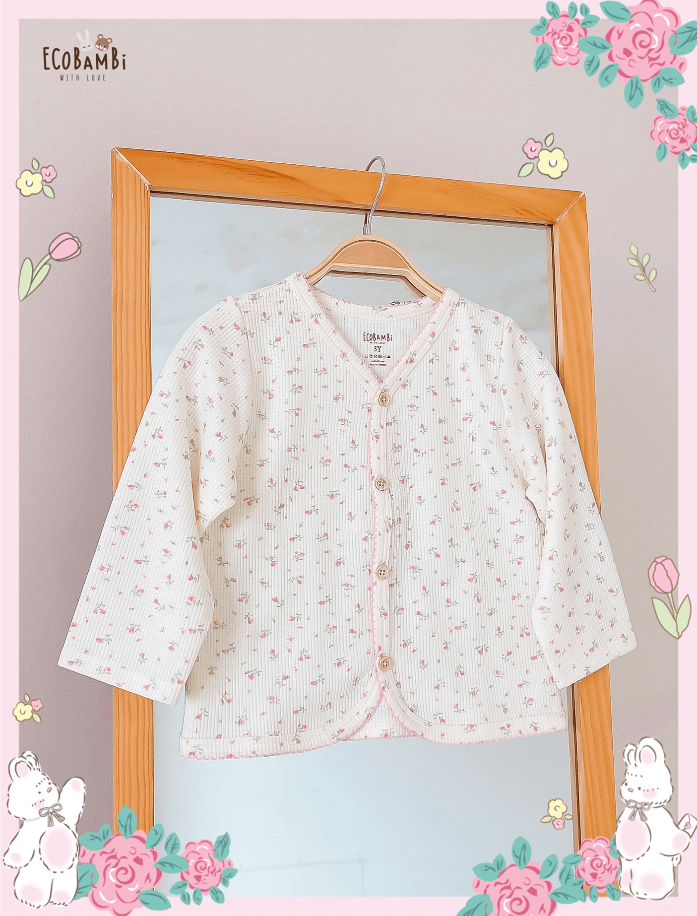  Cardigan thun waffle hoa nhí bé gái - BB-23AKBG046 - 8935334001329 