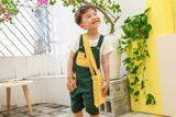  Áo linen cổ tròn phối nút vai unisex 