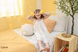 Đầm linen cổ yếm form đuôi cá bé gái 