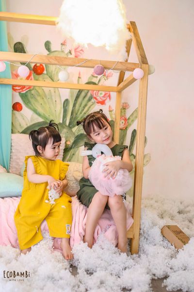  Jumpsuit linen bé gái 