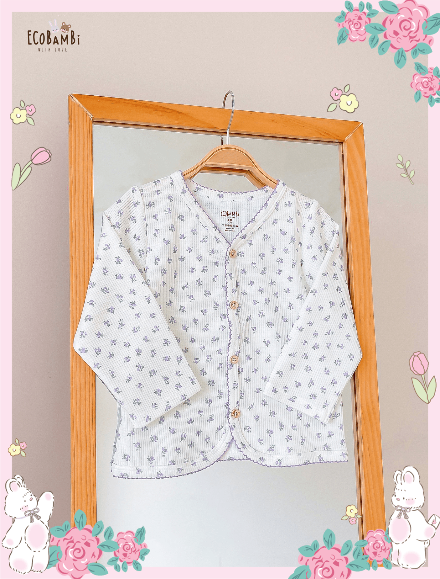  Cardigan thun waffle hoa nhí bé gái - BB-23AKBG046 - 8935334001329 