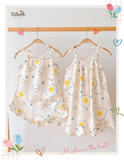  Bộ 2 dây CỔ YẾM, quần short cotton muslin in hoạ tiết đáng yêu cho bé gái Ecobambi - BB-23BOBG006 - 8935334000957 