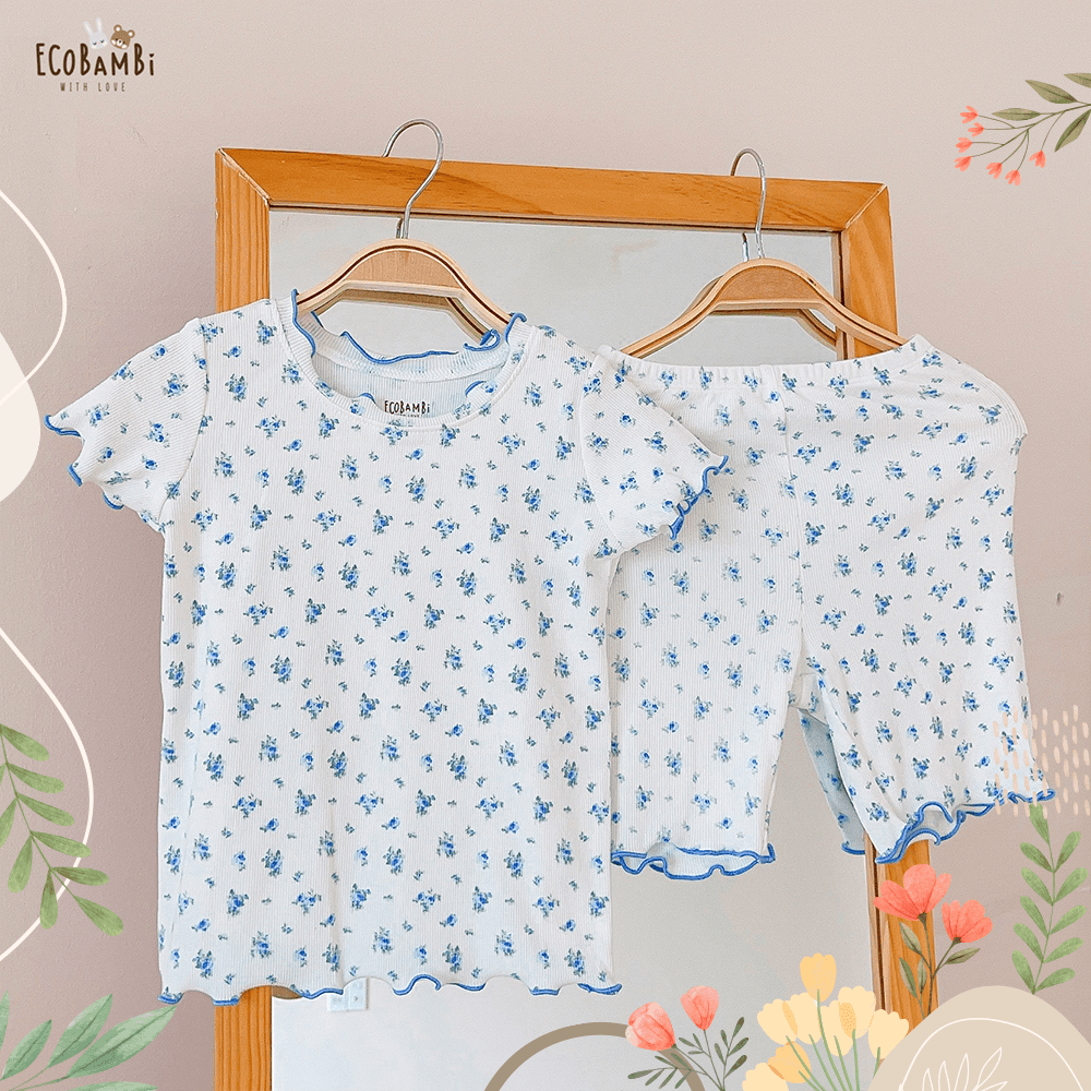  Bộ thun rib tay ngắn cổ bèo - quần lửng bé gái - BB-23BOBG031 - 8935334001282 